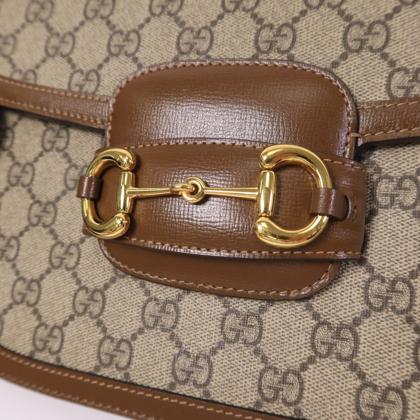 GUCCI 皮革/塗層帆布Horsebit 1955肩背袋