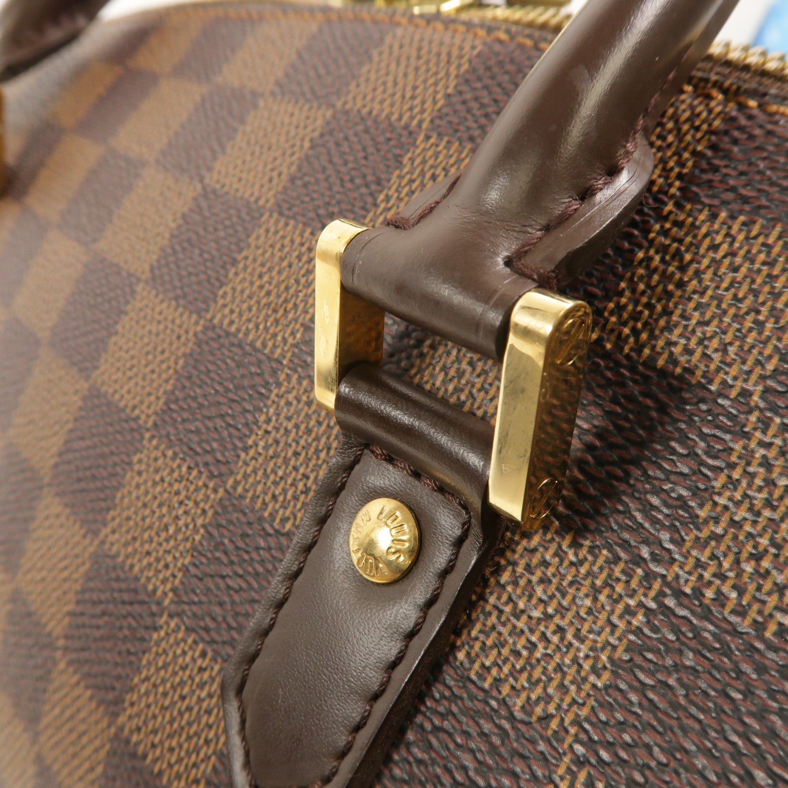 LOUIS VUITTON Damier Ribera MM金扣手挽袋