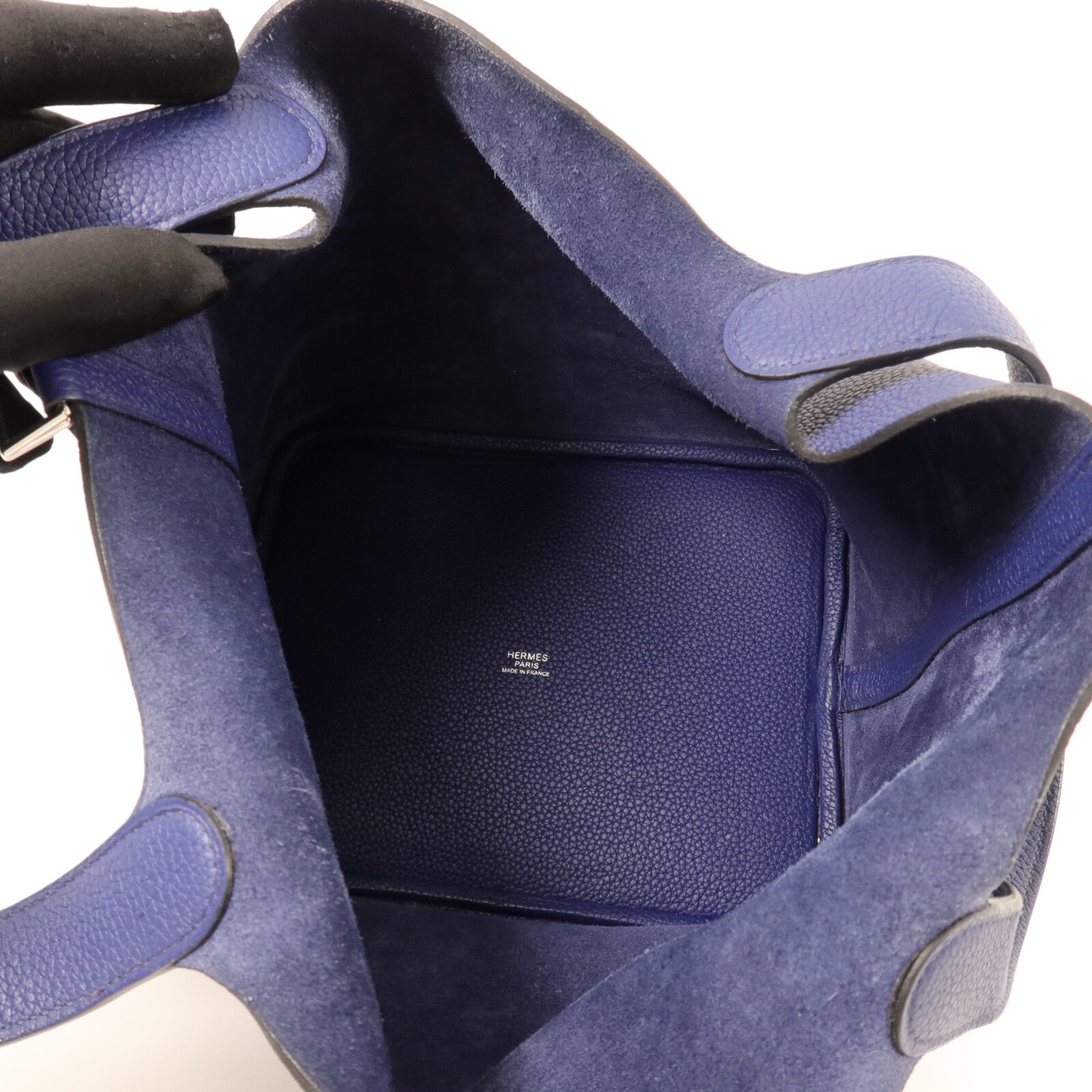 HERMES Maurice皮革Picotin MM手挽袋Blue Saphir