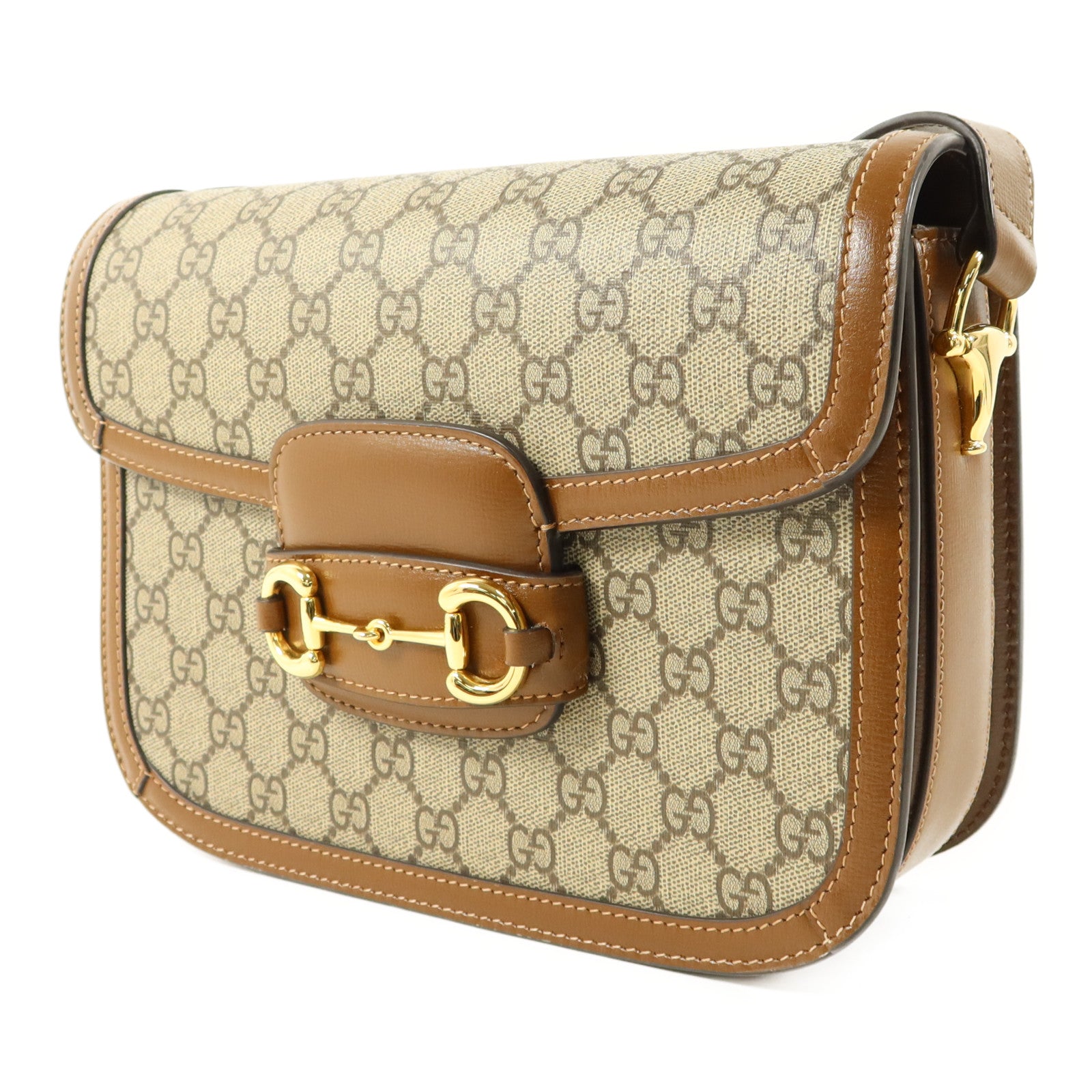 GUCCI 塗層帆布Horsebit 1955 Medium金扣肩背袋
