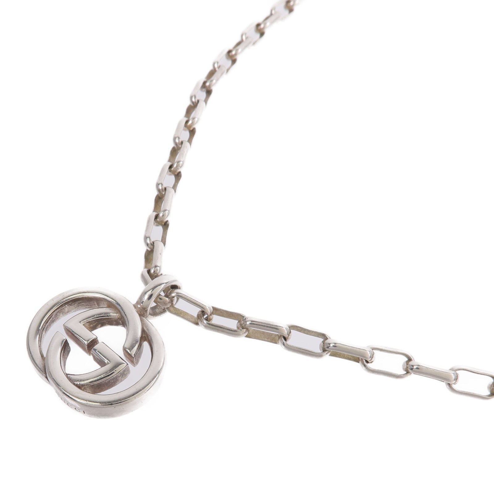 GUCCI 925純銀Interlocking Double G Pendant Necklace項鍊
