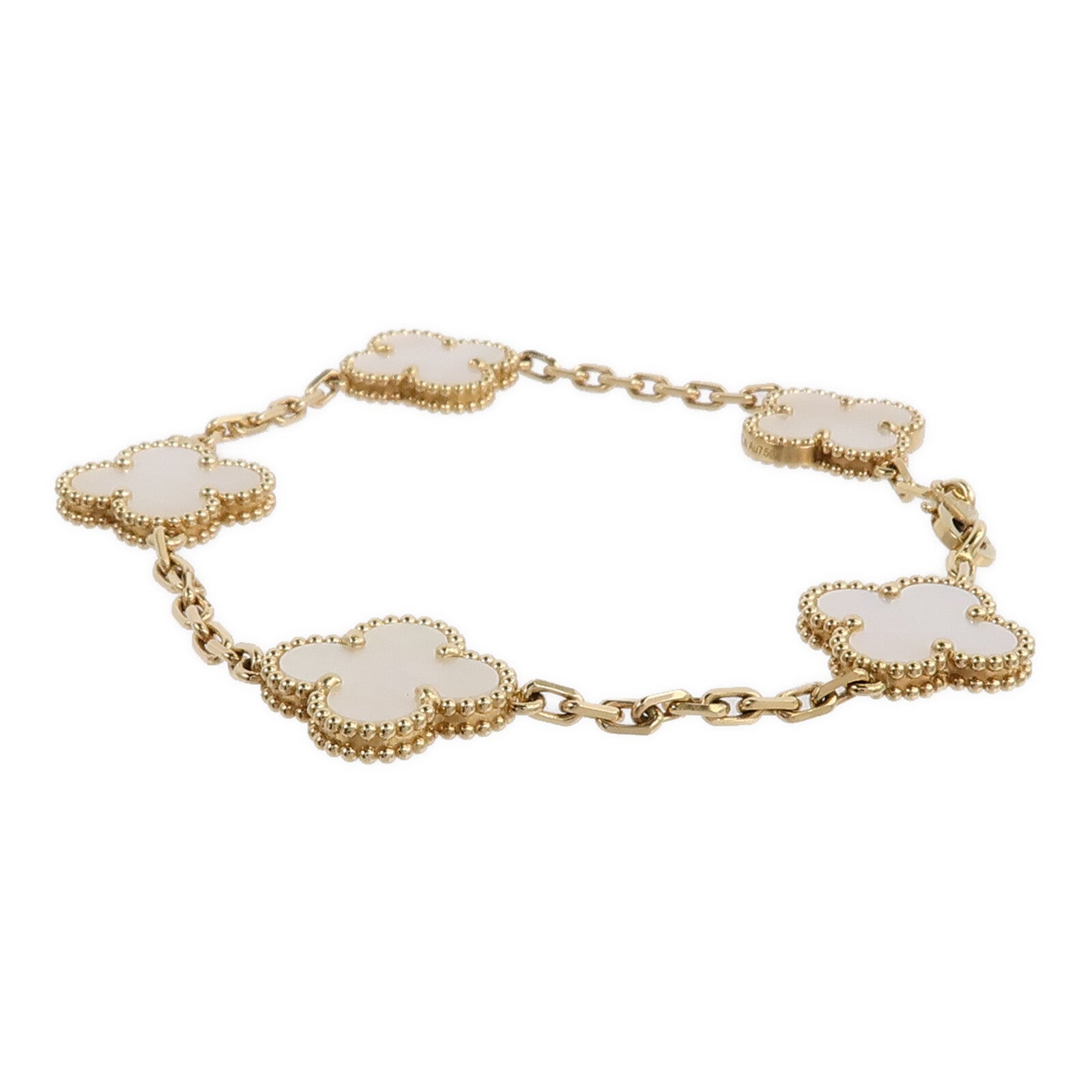 Van Cleef & Arpels 18K黃金Vintage Alhambra Bracelet珍珠母手鏈