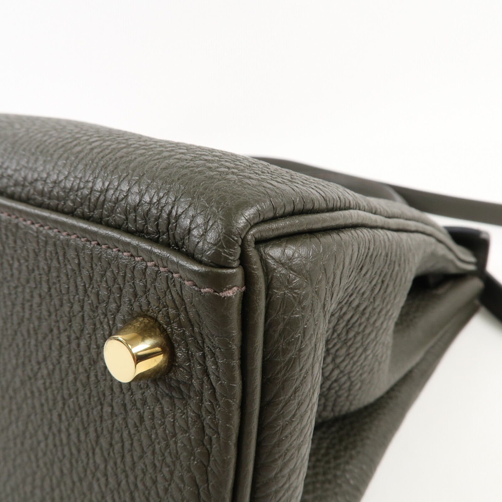 HERMES Togo皮革Kelly 28金扣手挽肩背兩用袋C6 Vert de Gris