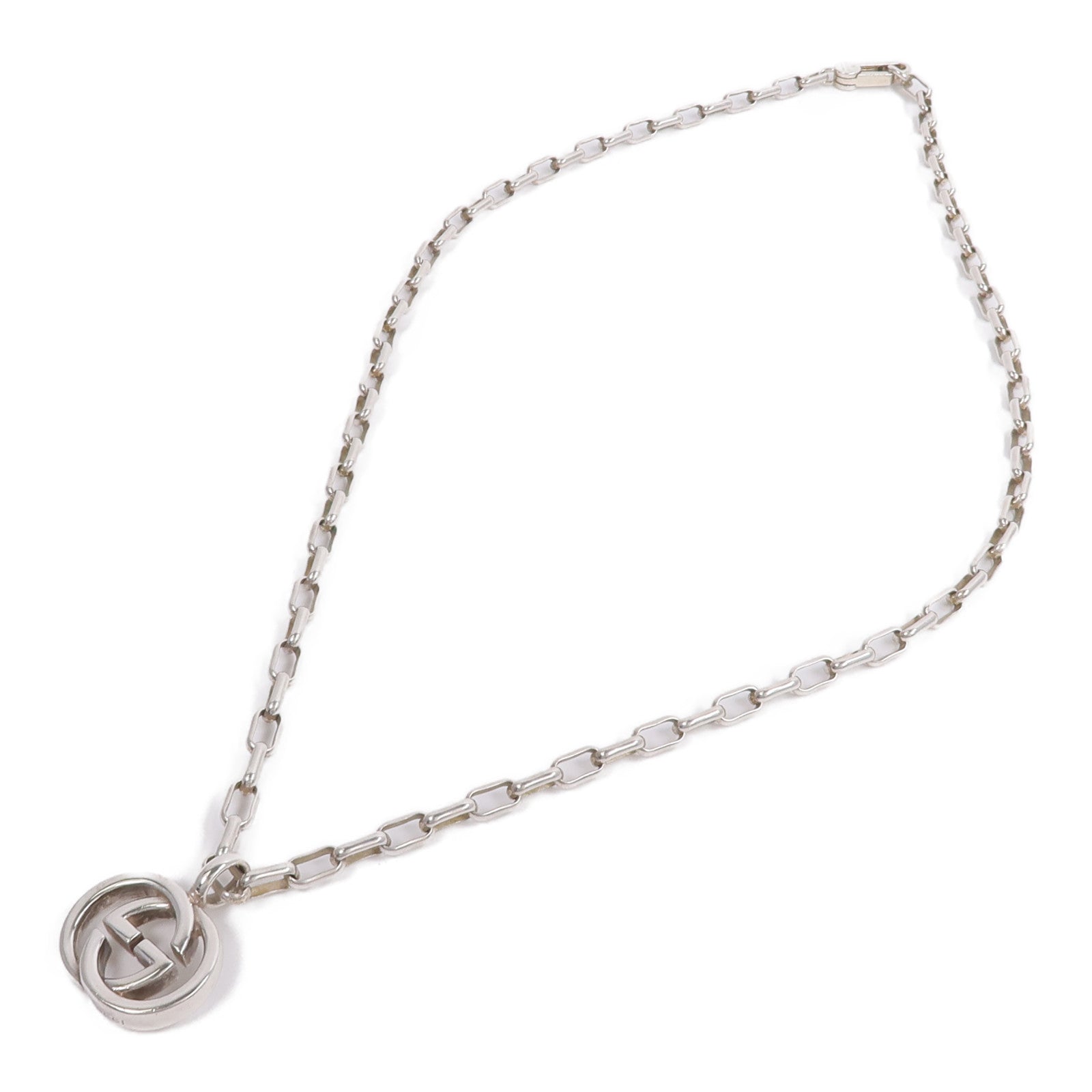 GUCCI 925純銀Interlocking Double G Pendant Necklace項鍊