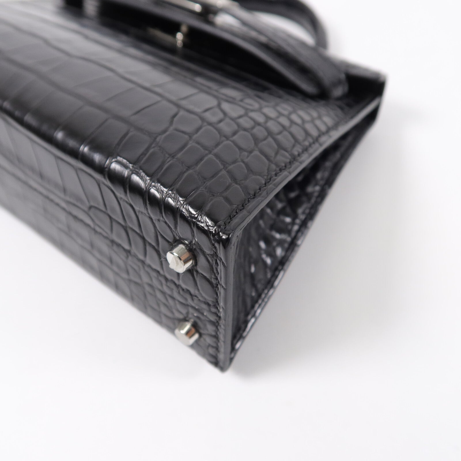 HERMES 珍稀皮革Mini Kelly II手挽肩背兩用袋Noir