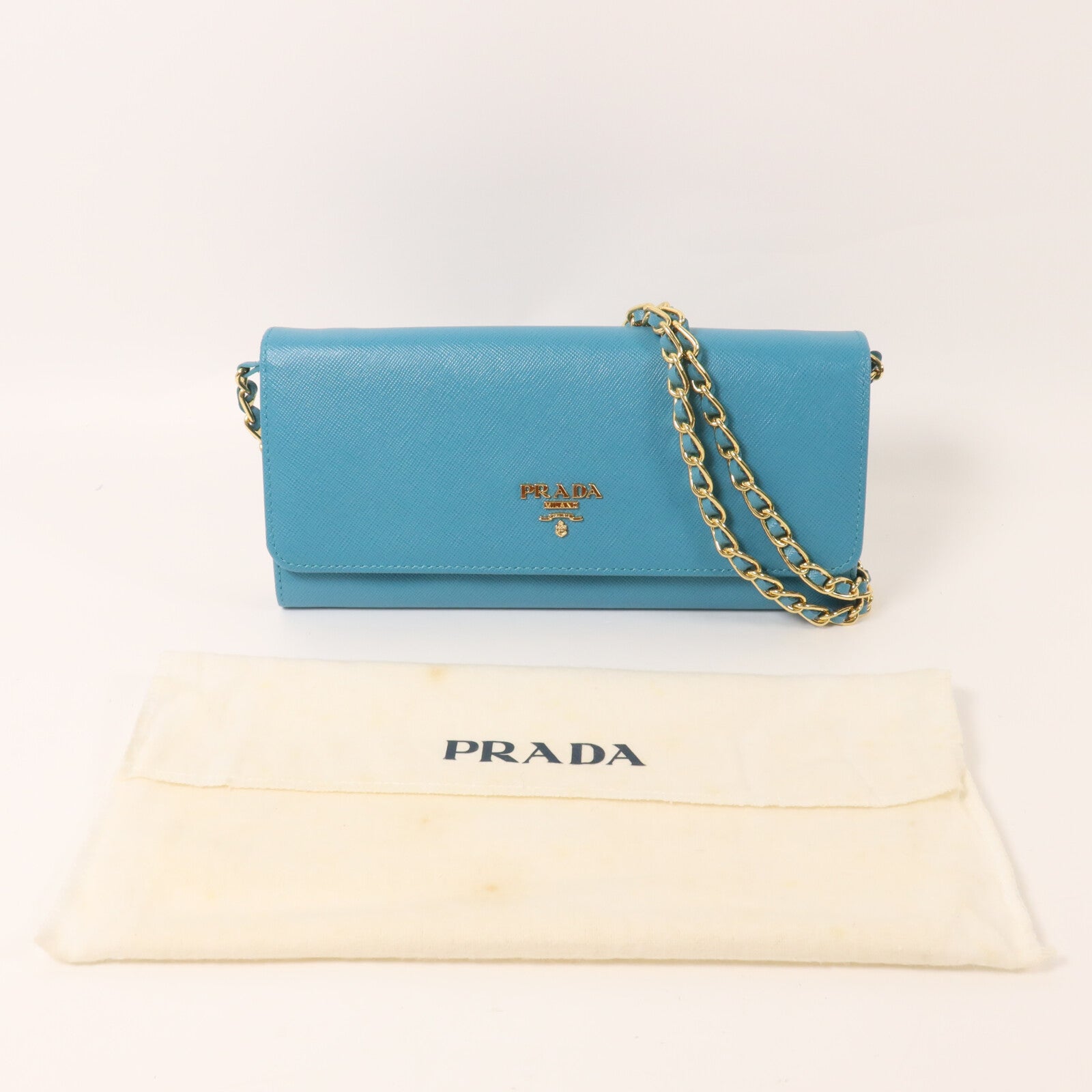 PRADA Saffiano皮革Wallet On Chain鏈帶肩背袋