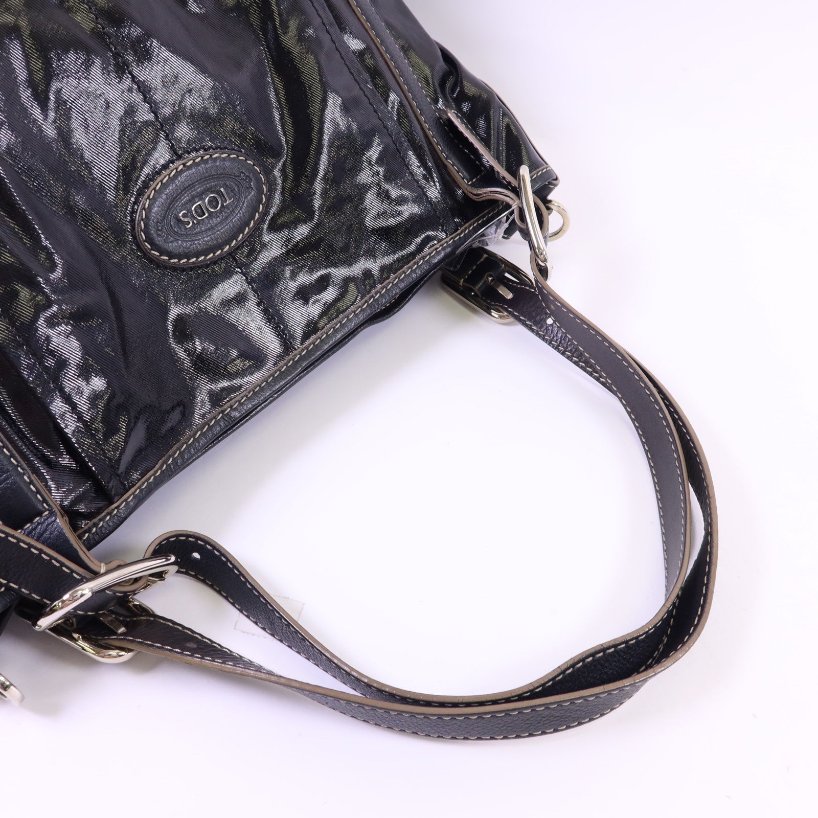 TOD'S 塗層帆布Shoulder Bag銀扣肩背袋