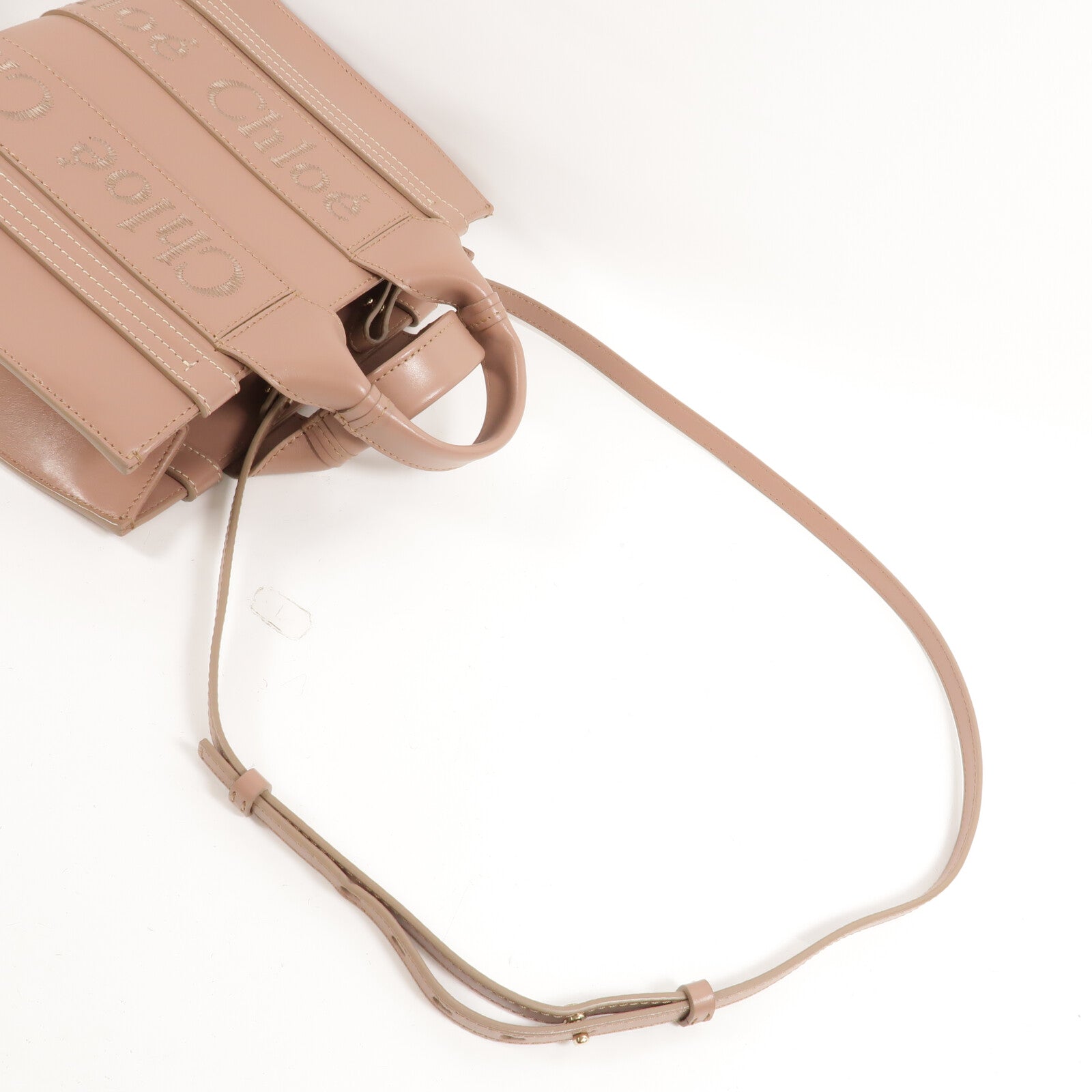 Chloe 牛皮皮革Small Woody手挽肩背兩用袋