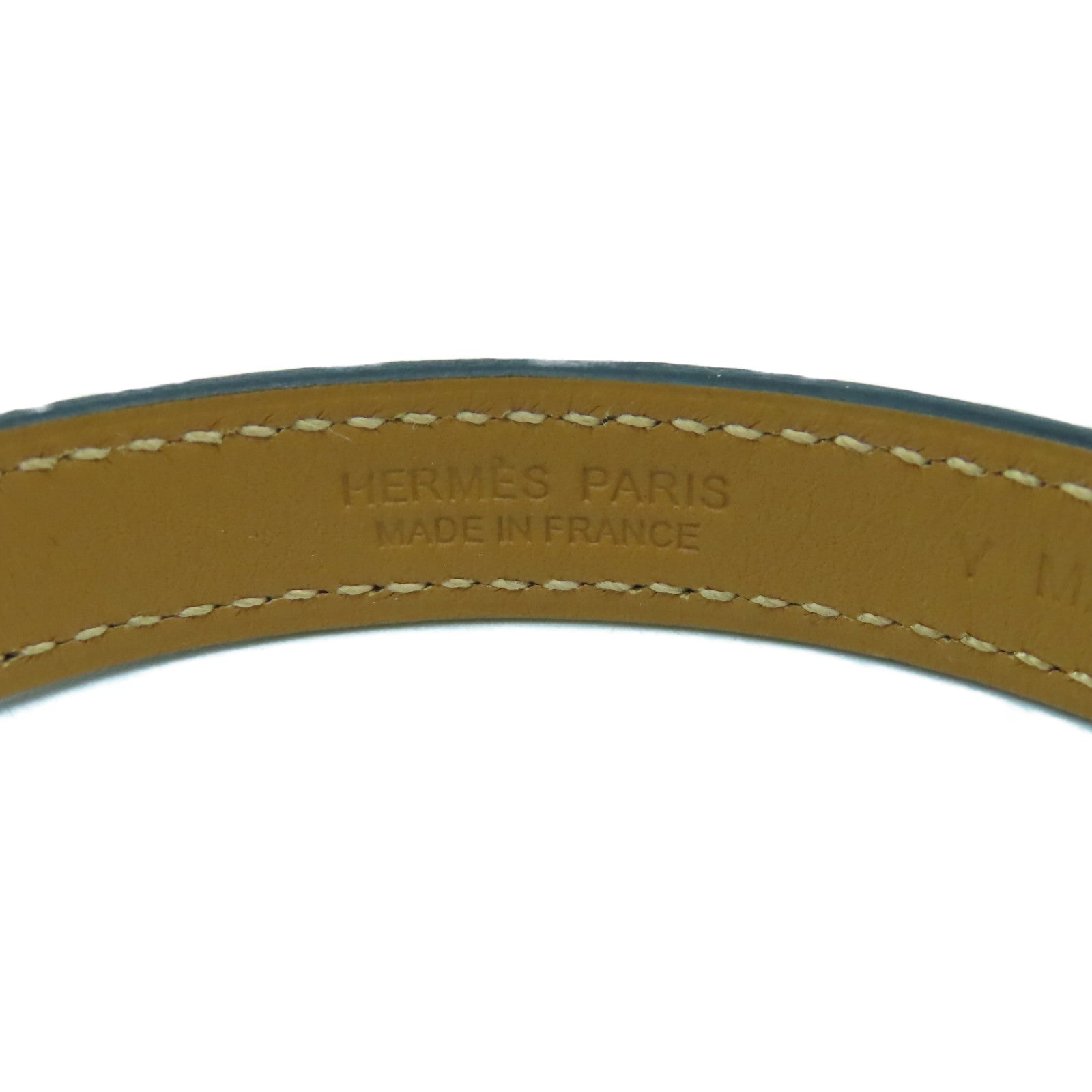 HERMES Swift皮革O'Kelly金扣手鐲黑色