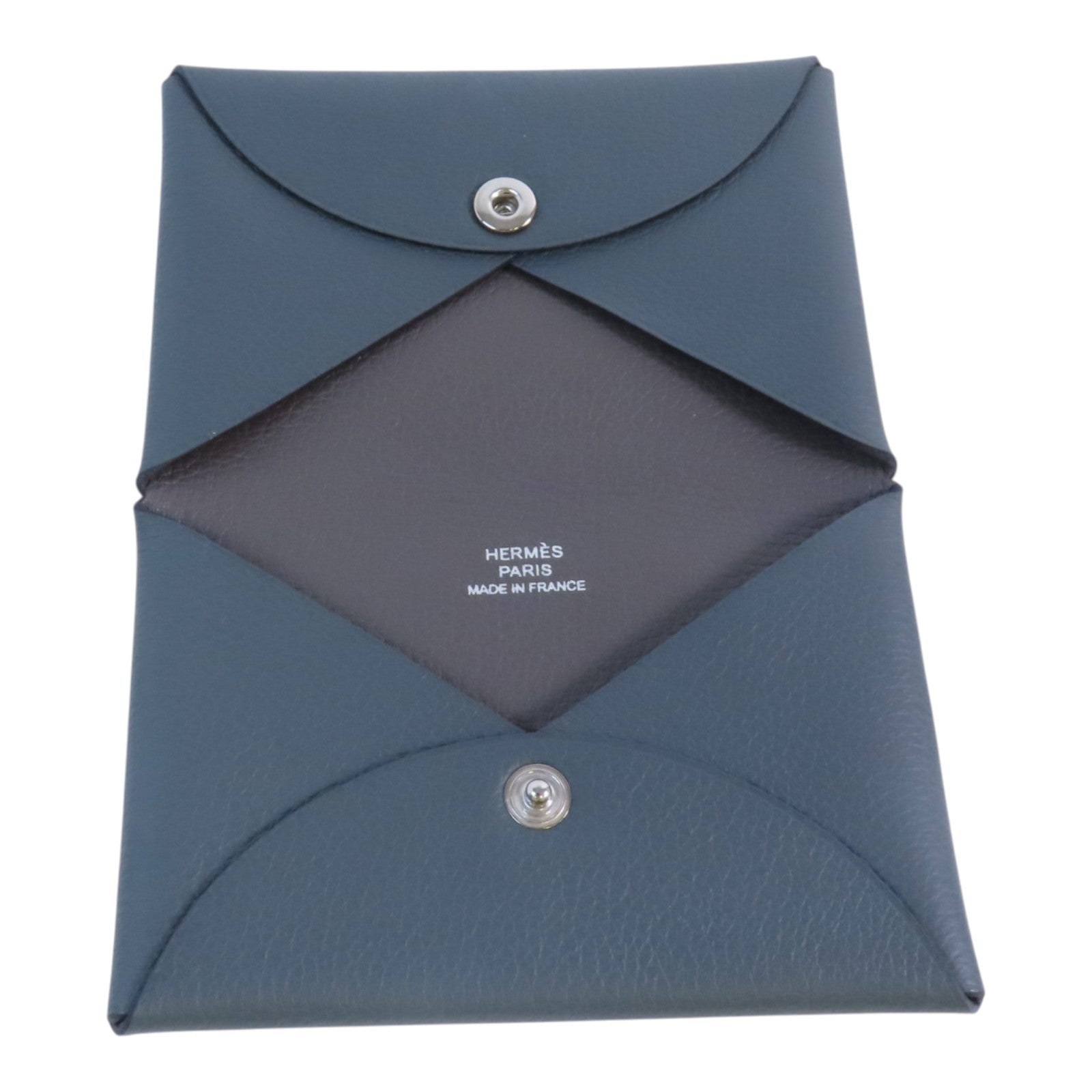 HERMES Evercolor皮革Calvi Card Case銀扣卡套