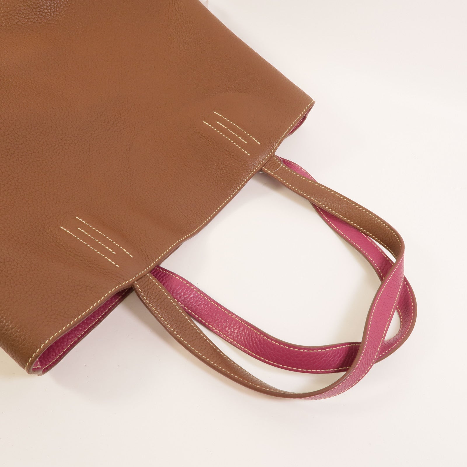 HERMES Clemence皮革Double Sens 45肩背袋Tosca/Marron