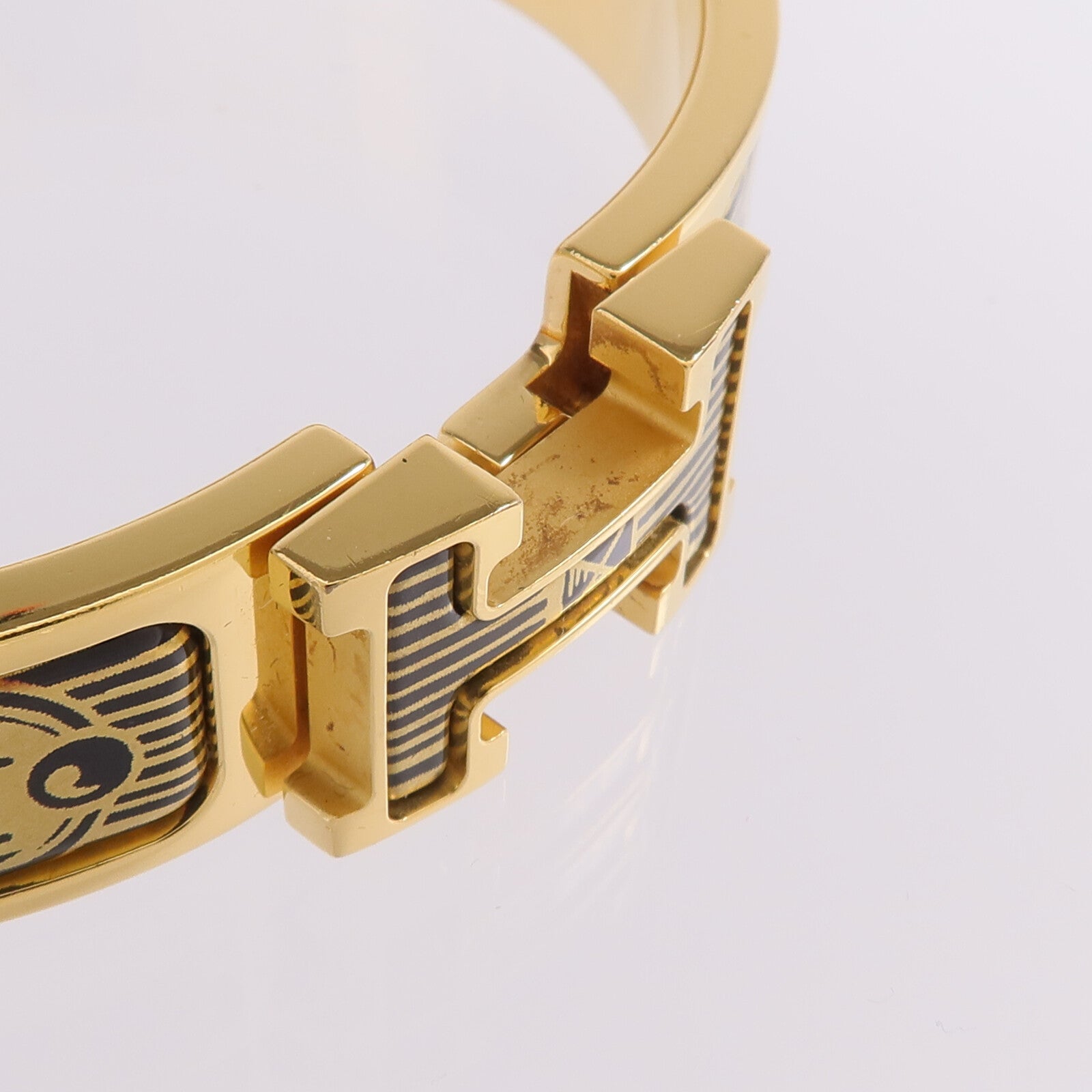 HERMES 金屬/琺瑯Clic H Bijoux Trompe L'Oeil手鐲