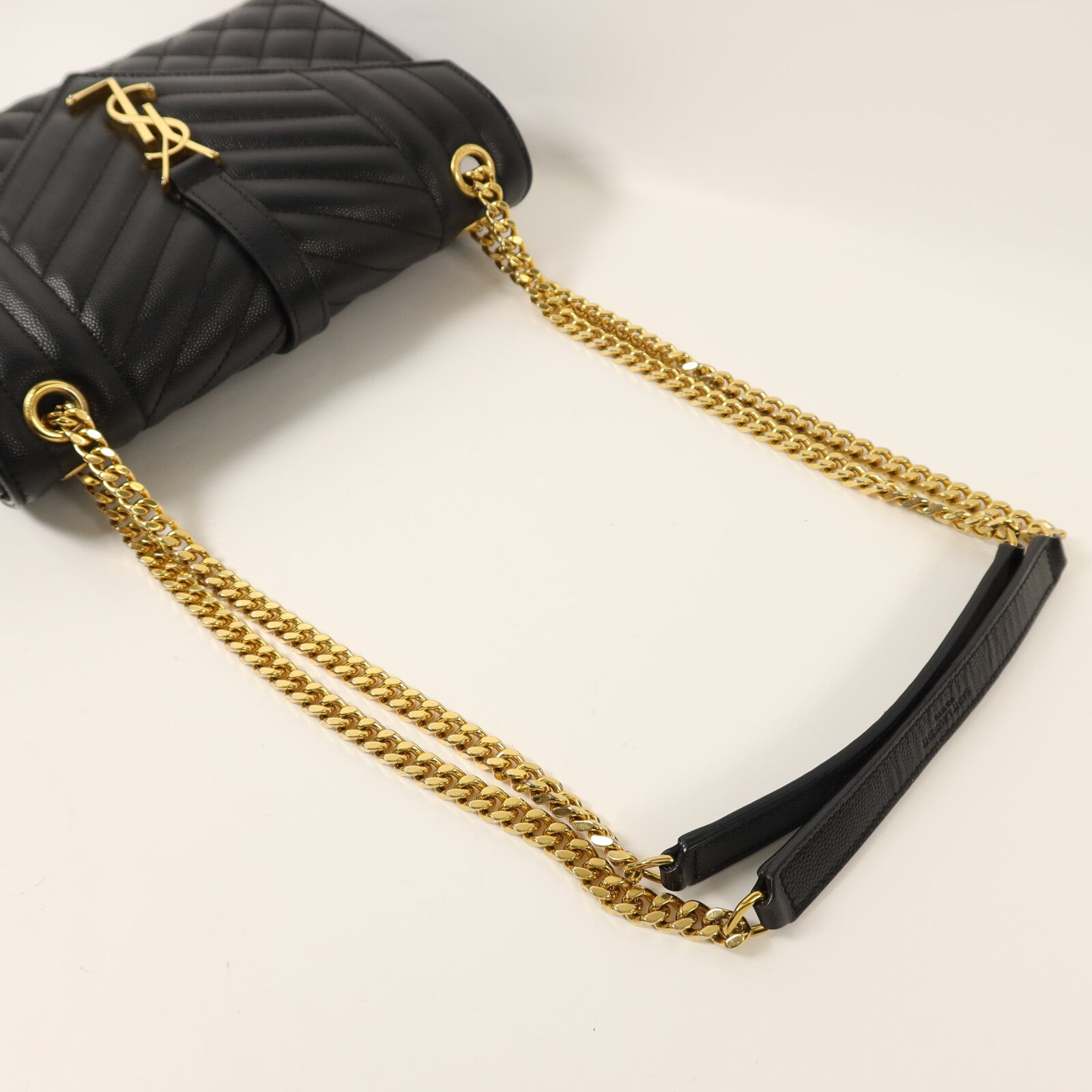 SAINT LAURENT 牛皮皮革Envelop Medium金扣鏈帶肩背袋