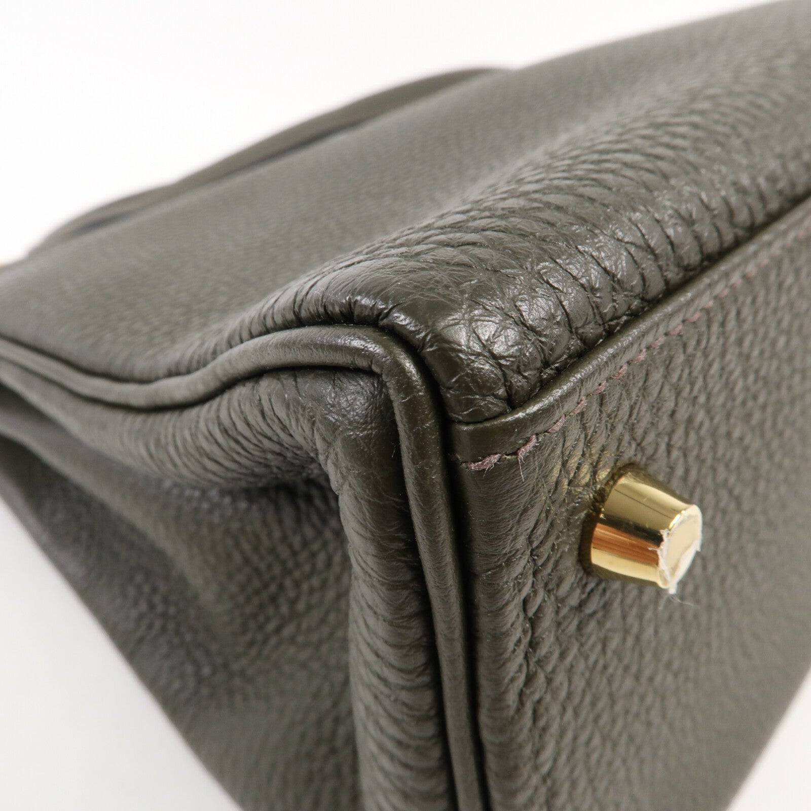 HERMES Togo皮革Kelly 28金扣手挽肩背兩用袋C6 Vert de Gris