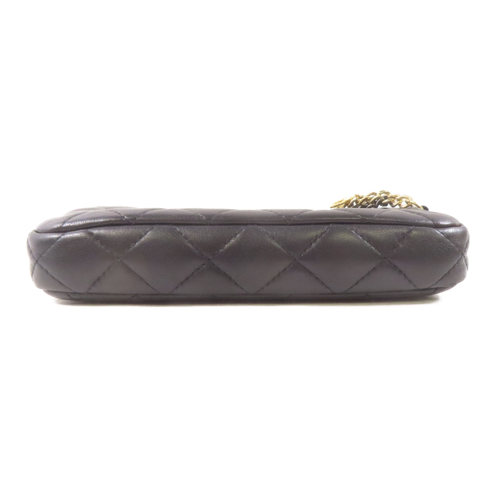 CHANEL 羊皮皮革Chain Shoulder Bag金扣鏈帶肩背袋黑色