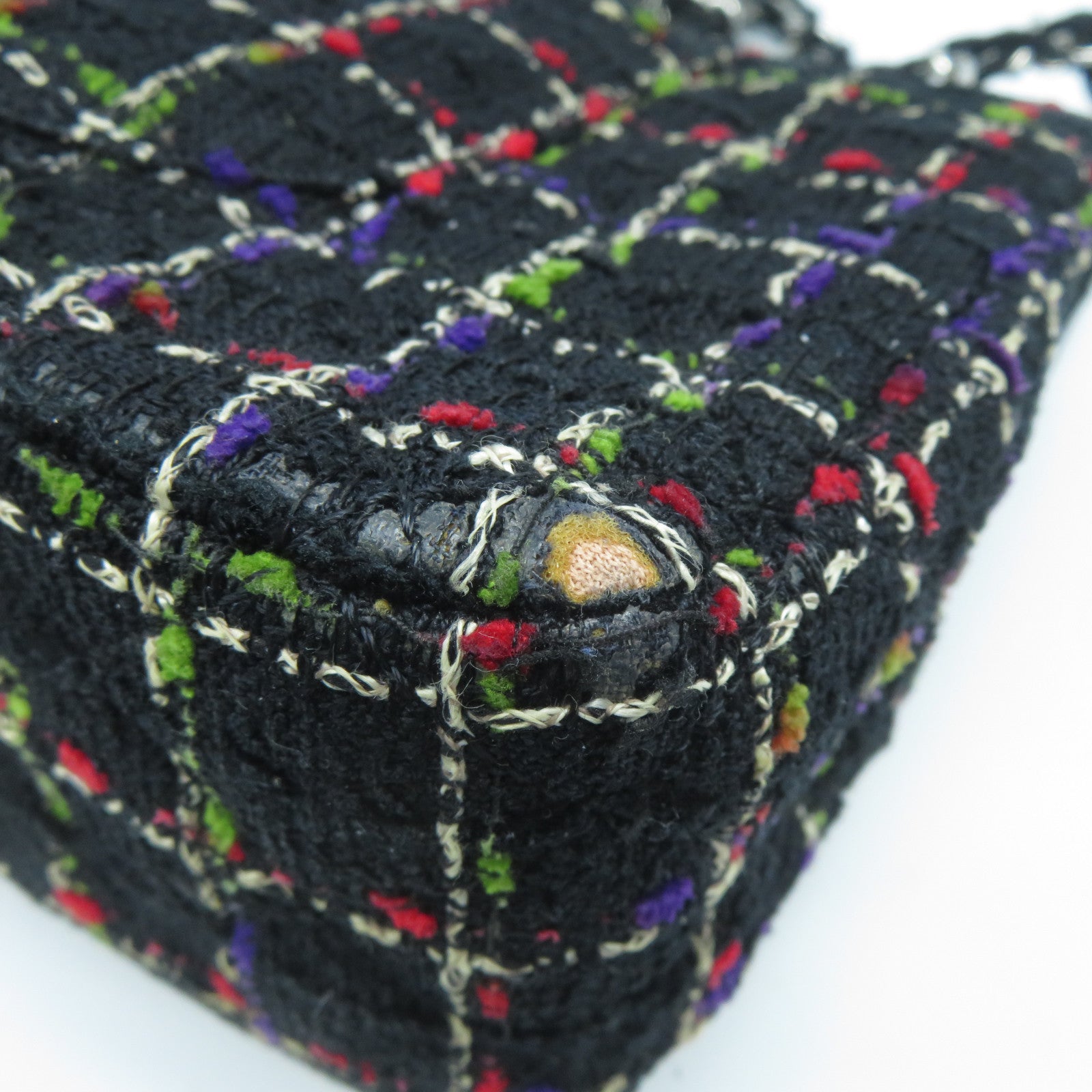 CHANEL 【激減優惠】斜紋軟呢Chain Shoulder Bag銀扣鏈帶肩背袋黑色/紅色
