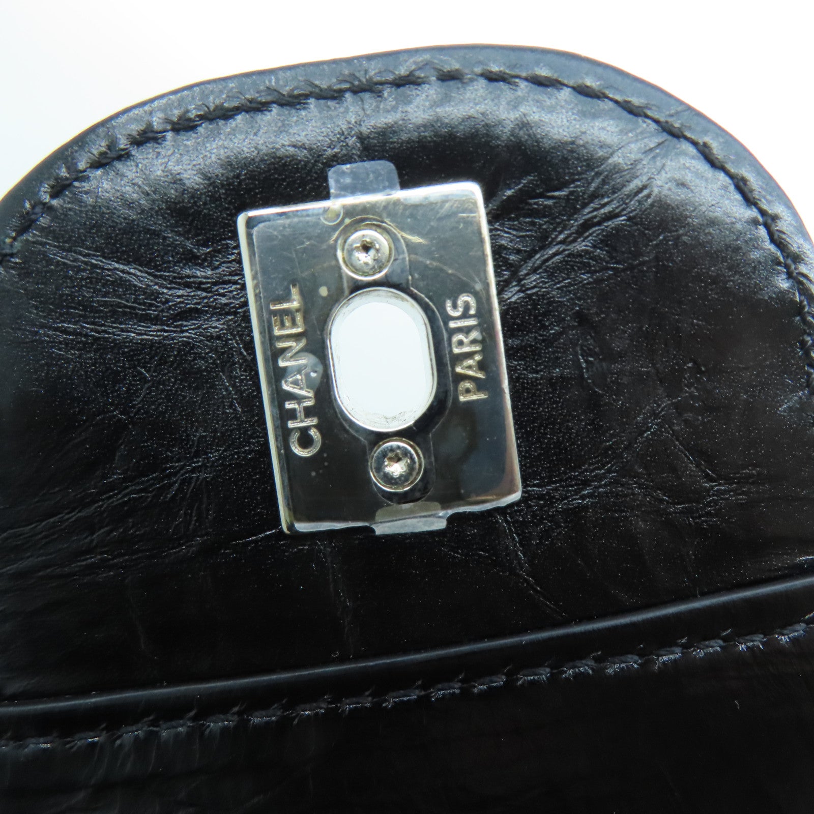CHANEL 【激减优惠】菱格牛皮皮革/PVC Shoulder Bag银扣链条肩背袋黑色