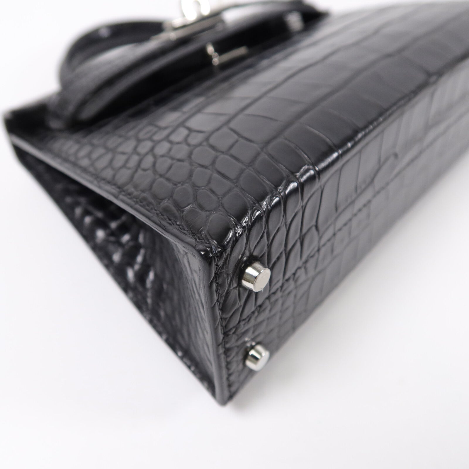 HERMES 珍稀皮革Mini Kelly II手挽肩背兩用袋Noir