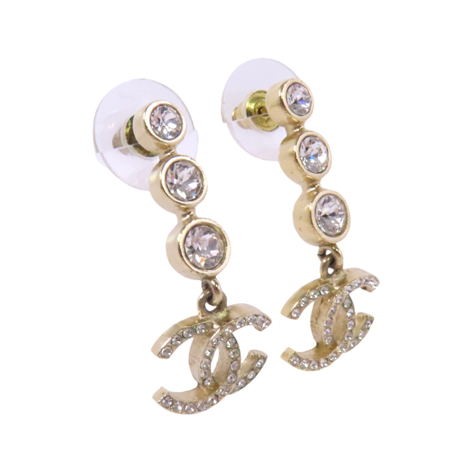 CHANEL 金屬/水鑽Earrings金扣耳環