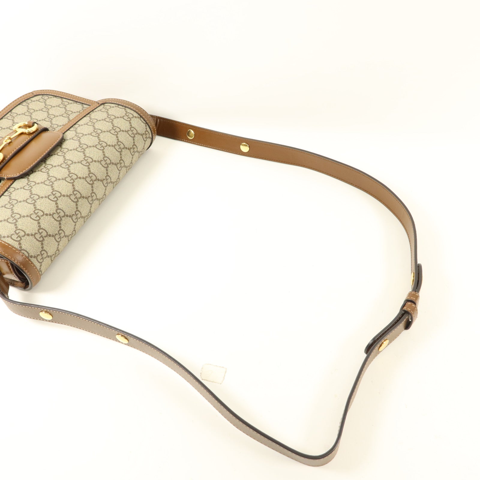 GUCCI 塗層帆布Horsebit 1955 Medium金扣肩背袋