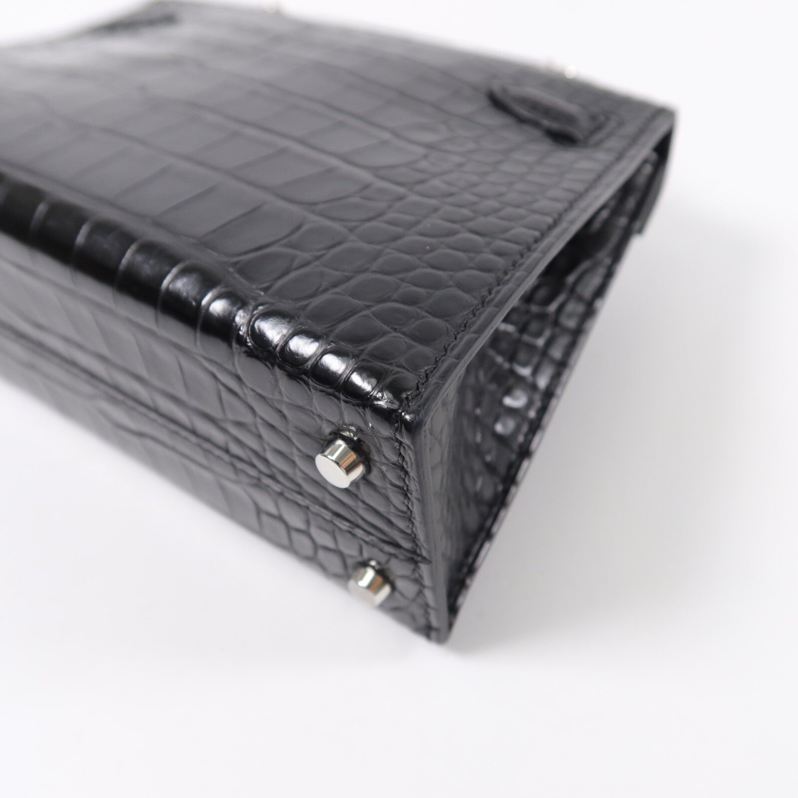 HERMES 珍稀皮革Mini Kelly II手挽肩背兩用袋Noir
