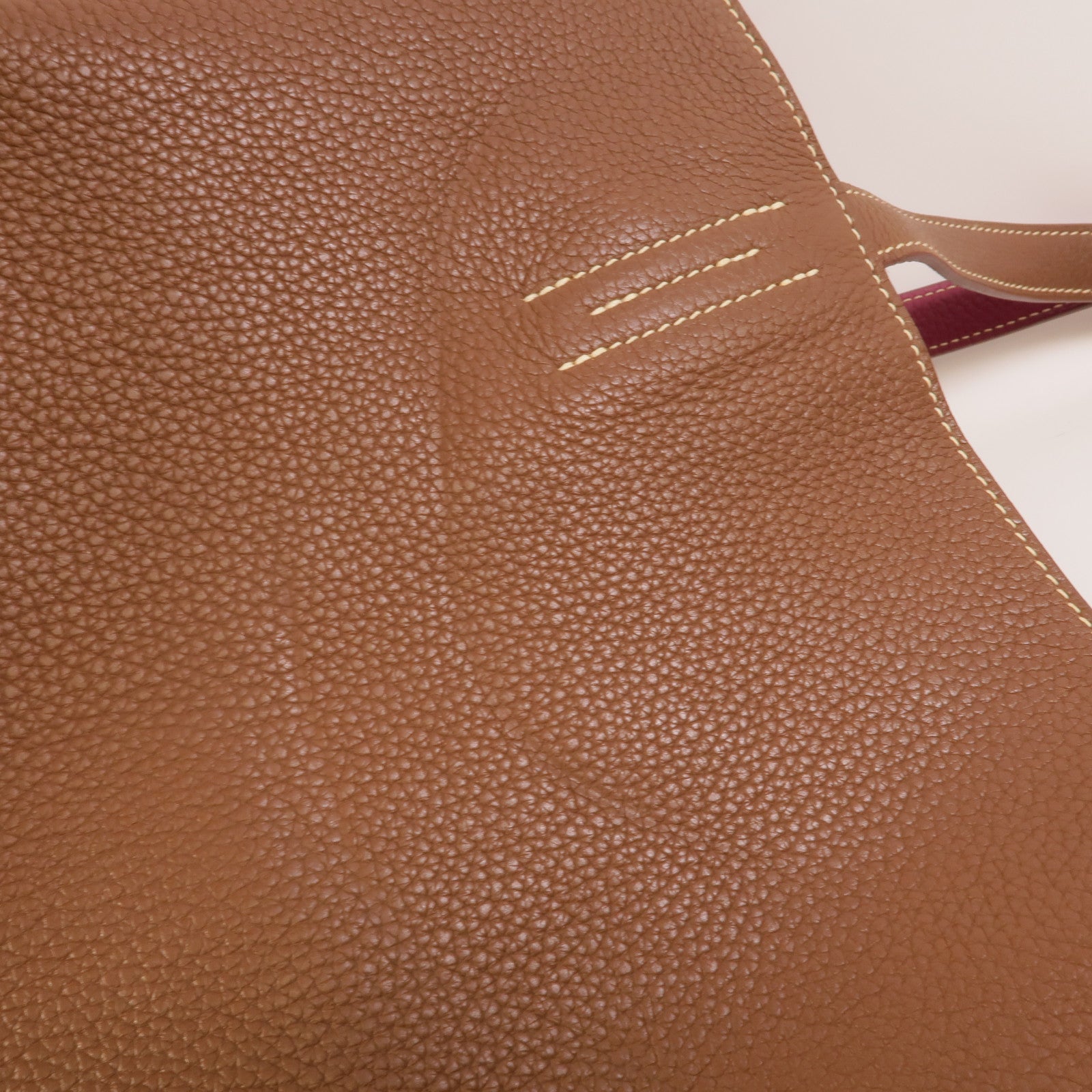 HERMES Clemence皮革Double Sens 45肩背袋Tosca/Marron