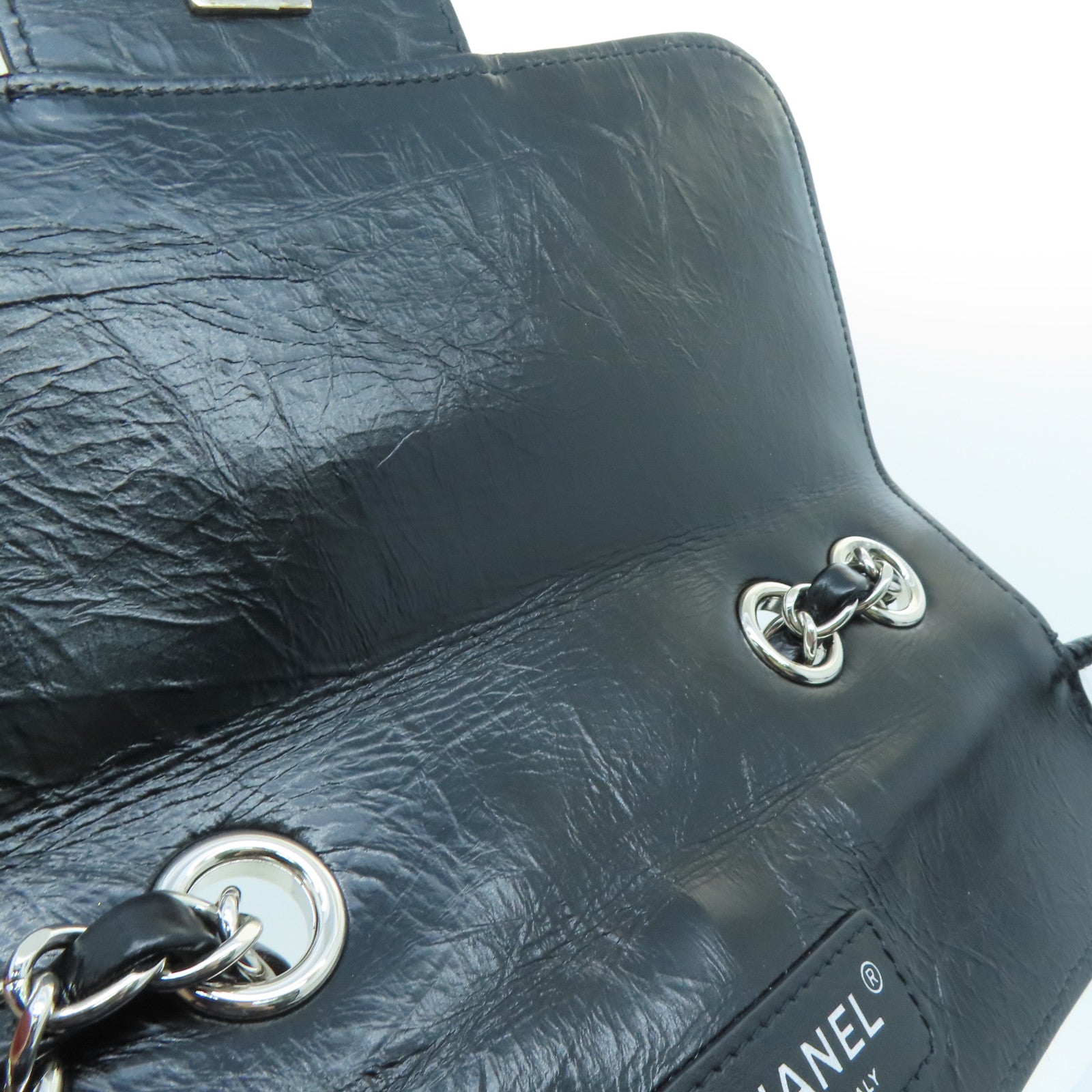 CHANEL 【激减优惠】菱格牛皮皮革/PVC Shoulder Bag银扣链条肩背袋黑色