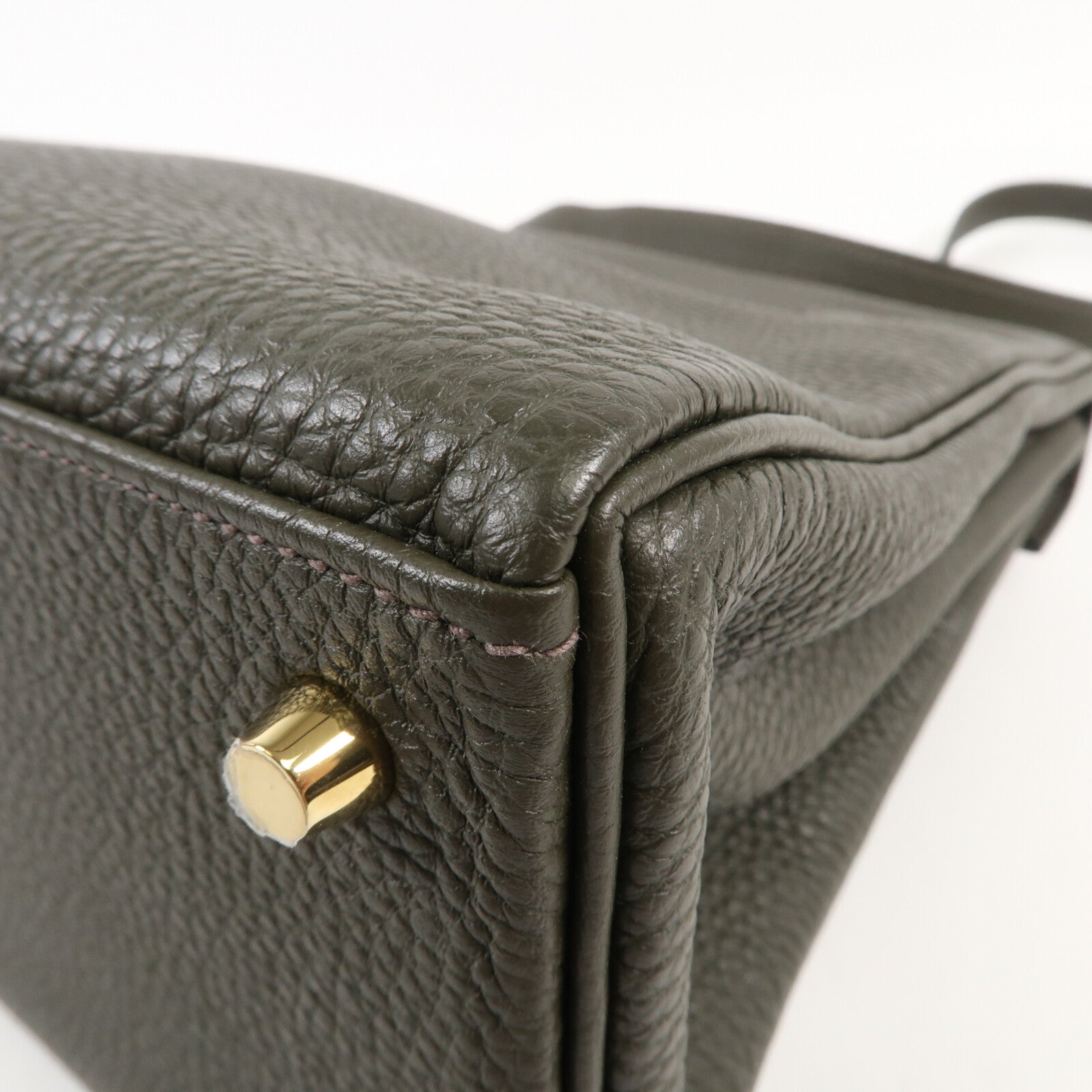 HERMES Togo皮革Kelly 28金扣手挽肩背兩用袋C6 Vert de Gris