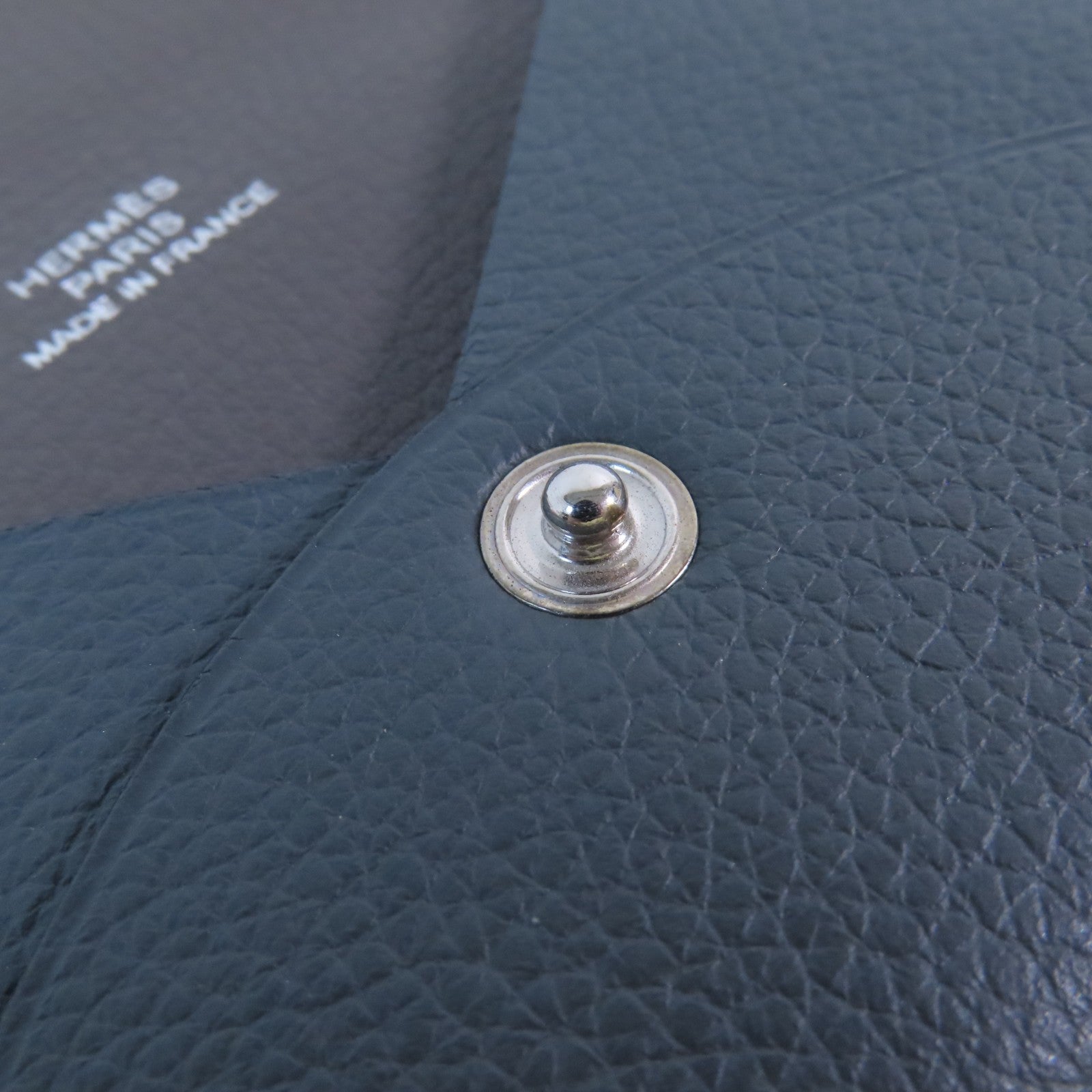 HERMES Evercolor皮革Calvi Card Case銀扣卡套