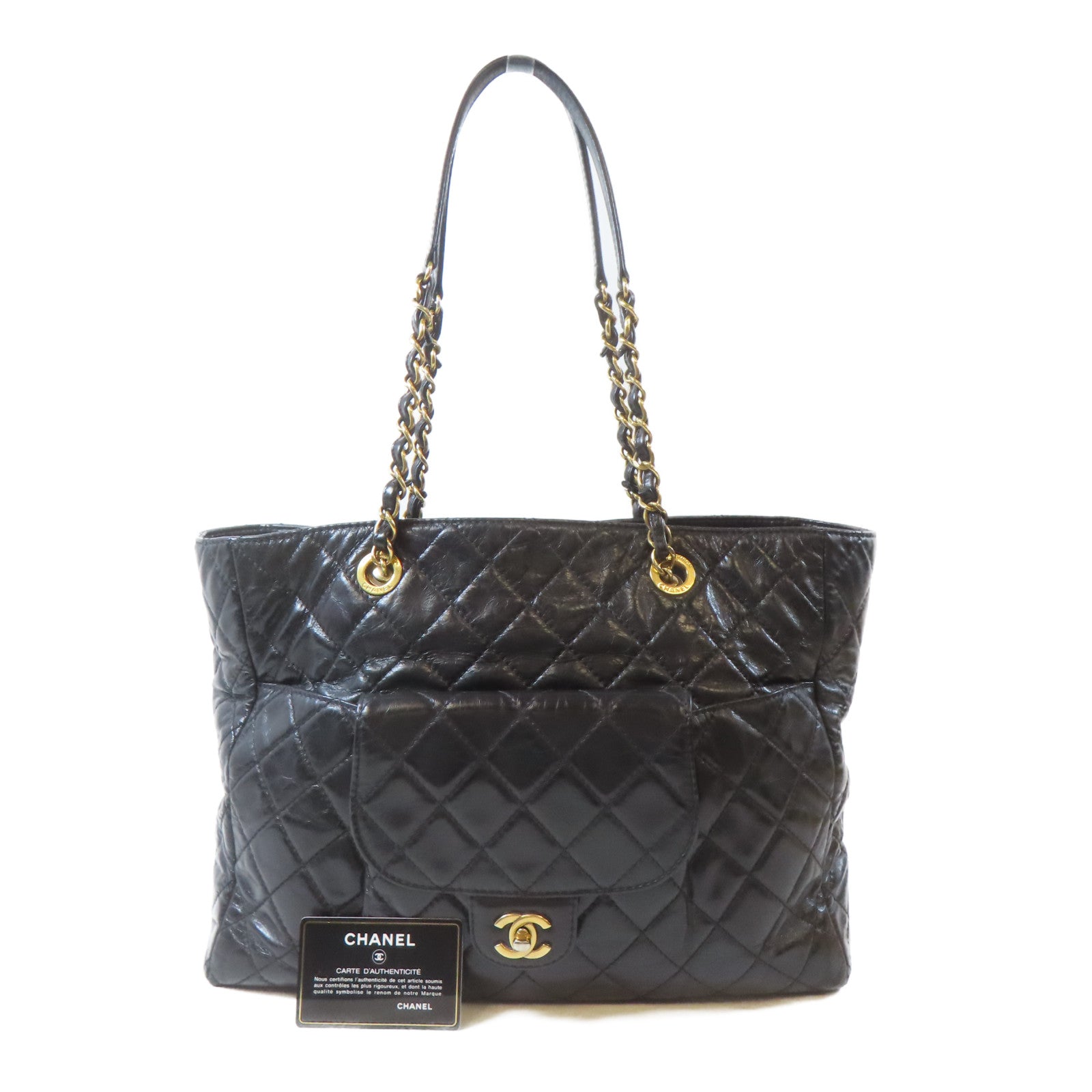 CHANEL 【激減優惠】菱格牛皮皮革Shoulder Bag金扣鏈帶肩背袋黑色