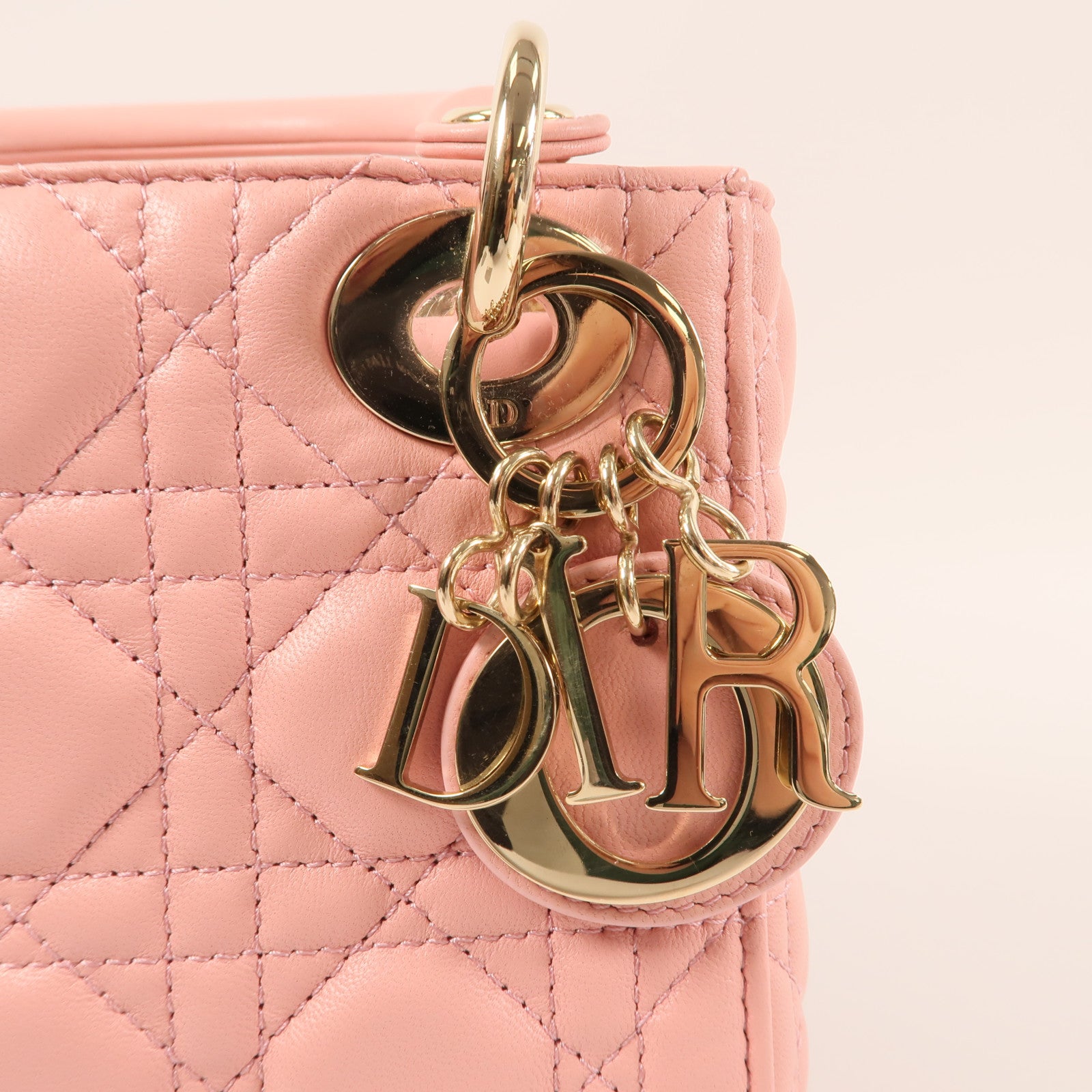Dior 羊皮皮革Mini Lady Dior金扣鏈帶手挽肩背兩用袋