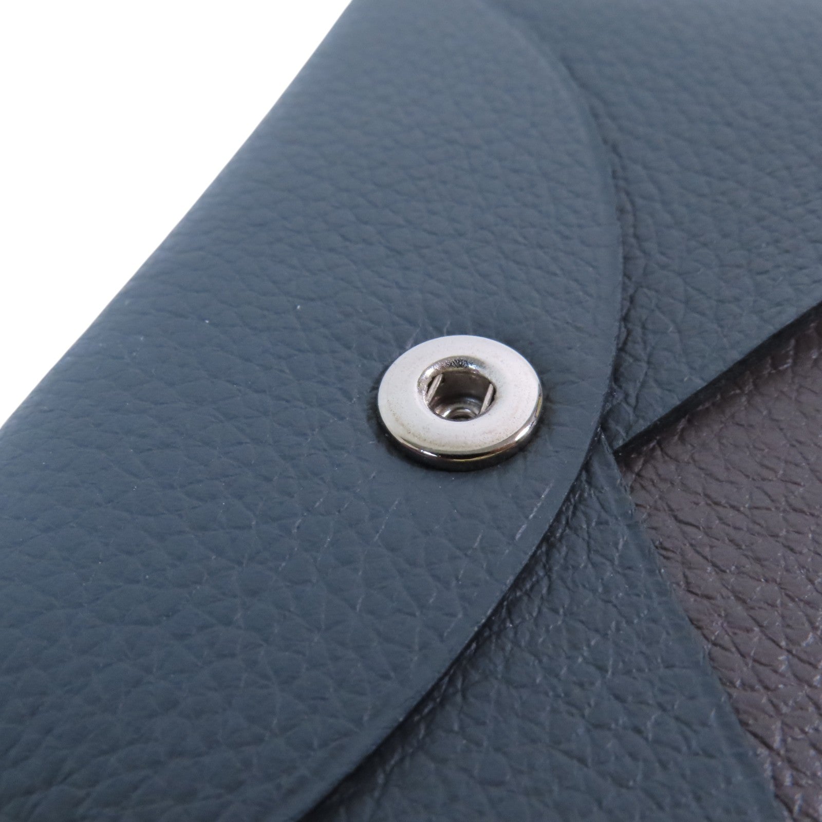 HERMES Evercolor皮革Calvi Card Case銀扣卡套