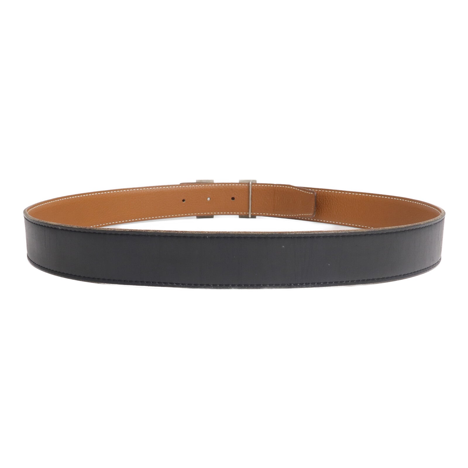HERMES Togo/Box Calf皮革Constance Belt銀扣皮帶