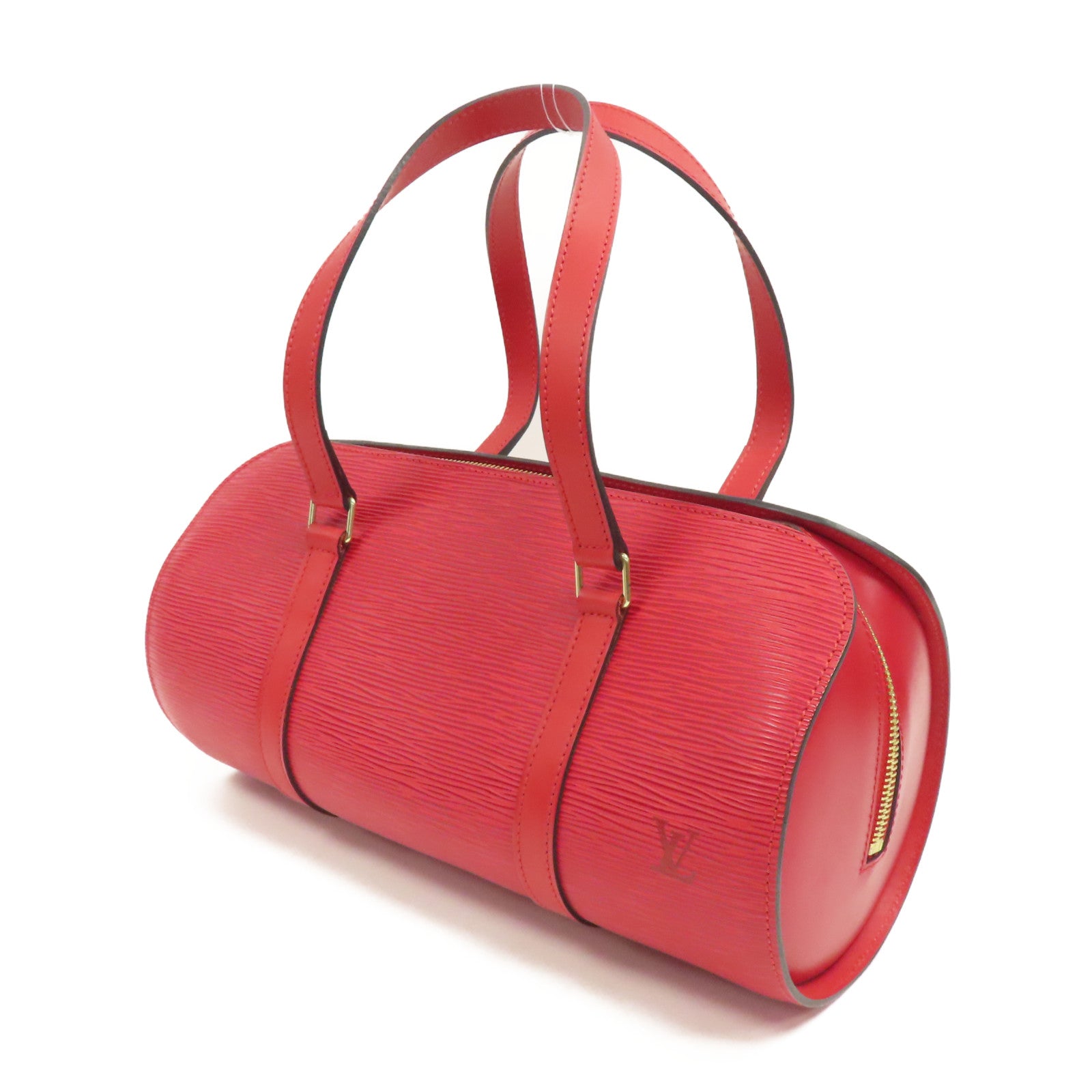 LOUIS VUITTON Epi Soufflot金扣手挽袋紅色