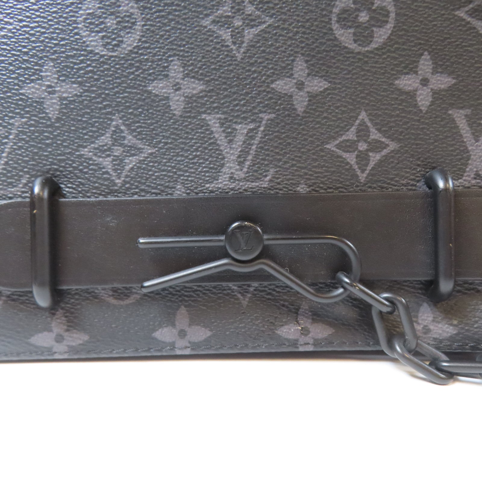 LOUIS VUITTON Monogram Eclipse Steamer Messenger肩背袋黑色