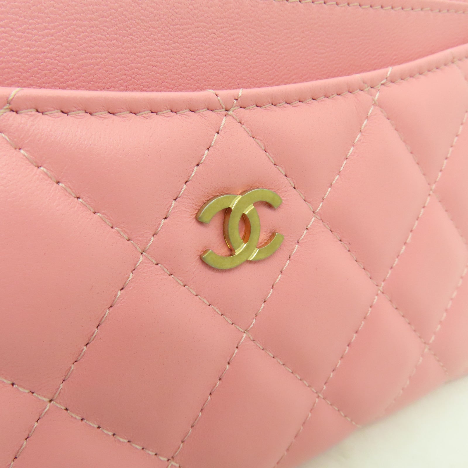 CHANEL 【清倉大減價】菱格羊皮皮革Clutch手拿包粉紅色