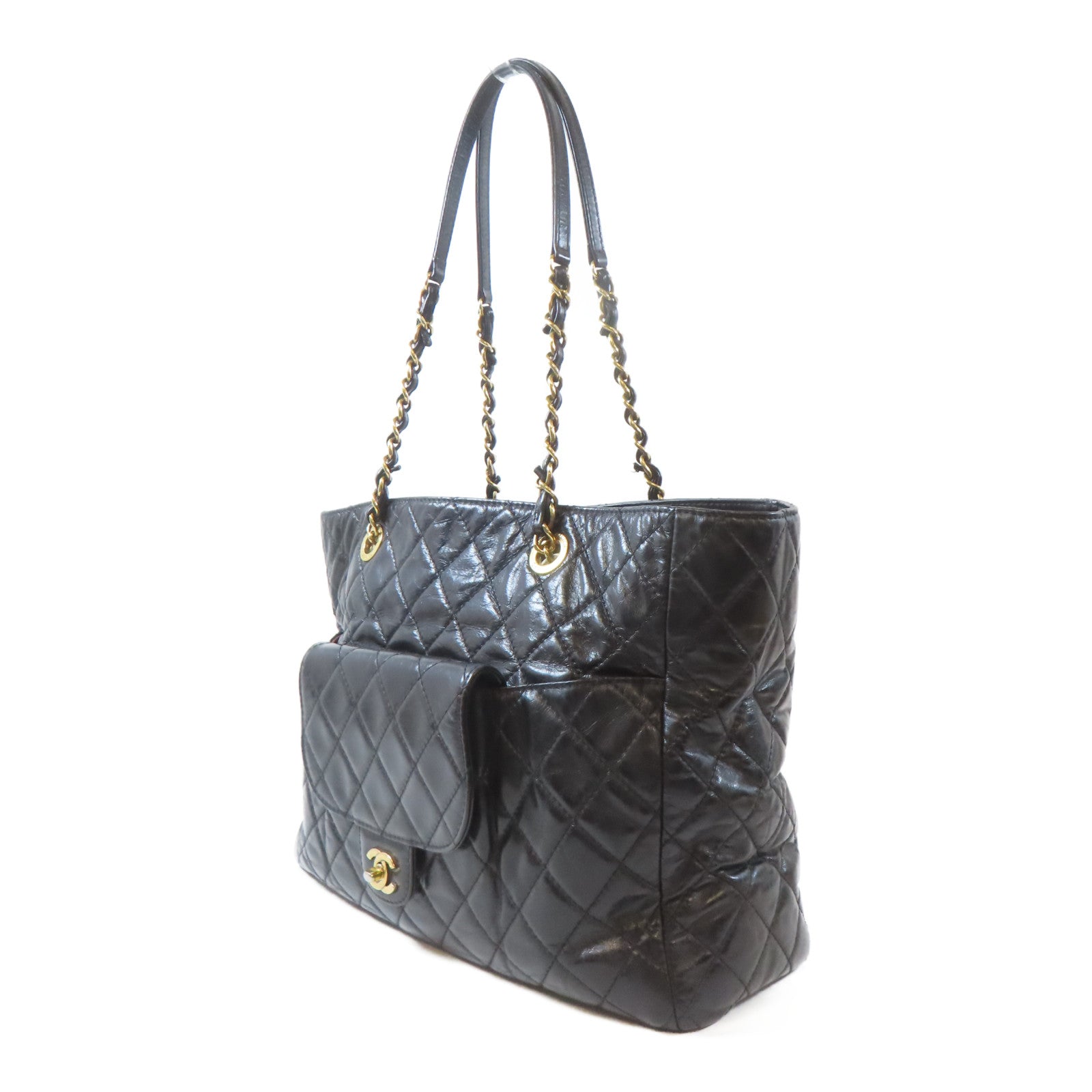 CHANEL 【激減優惠】菱格牛皮皮革Shoulder Bag金扣鏈帶肩背袋黑色