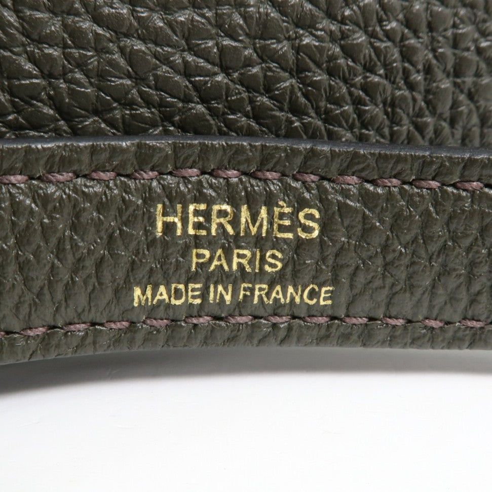HERMES Togo皮革Kelly 28金扣手挽肩背兩用袋C6 Vert de Gris
