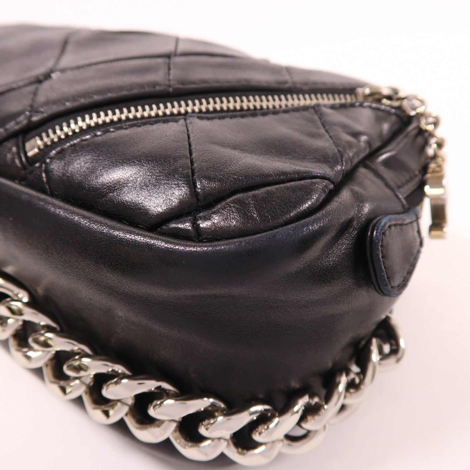 CHANEL 牛皮皮革Chain Shoulder銀扣鏈帶肩背袋