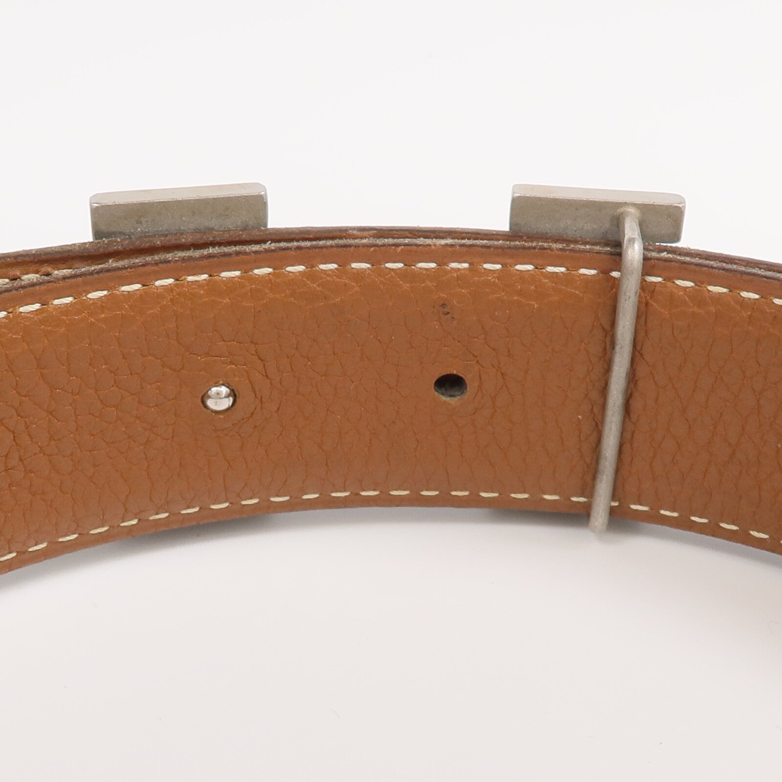 HERMES Togo/Box Calf皮革Constance Belt銀扣皮帶
