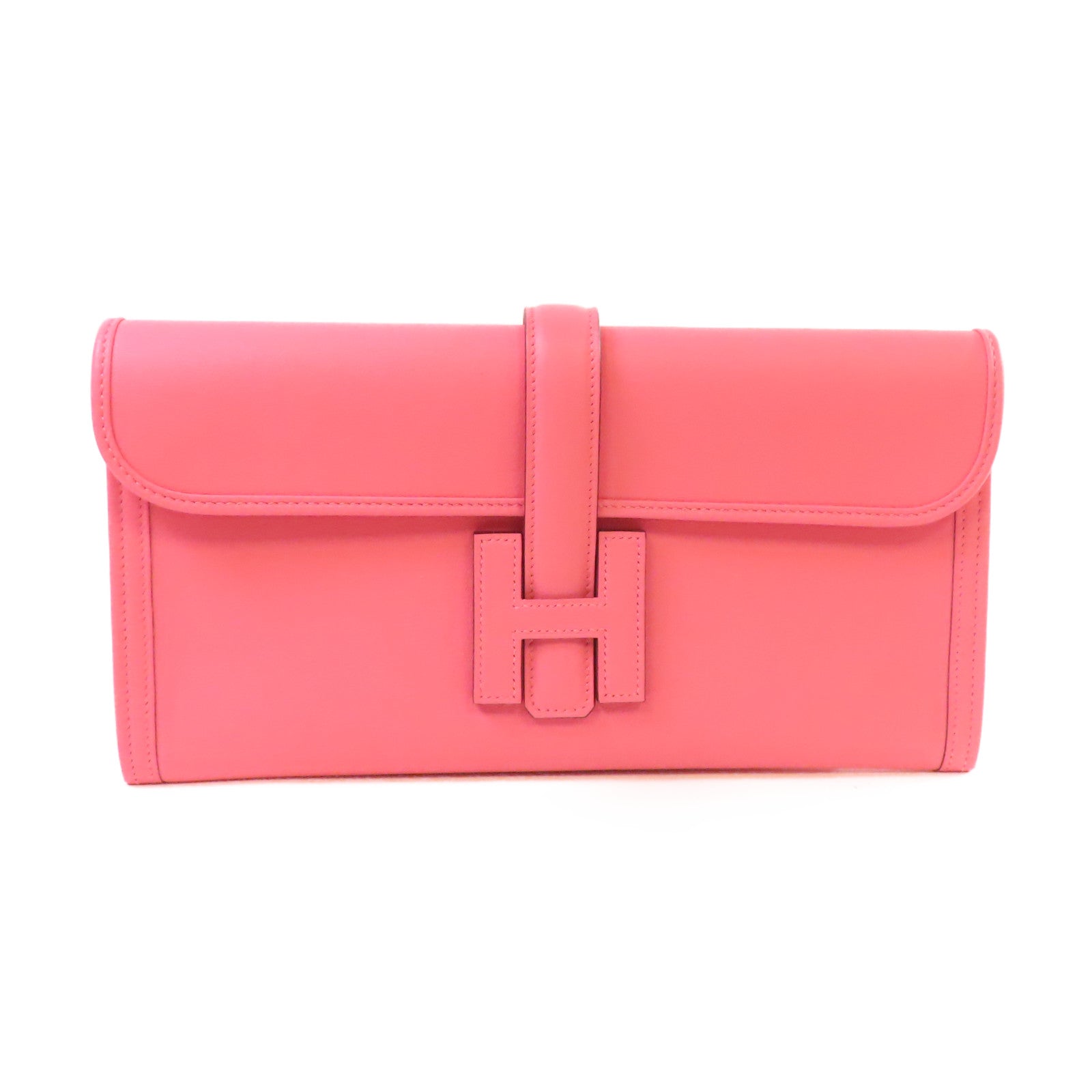 HERMES 【激減優惠】Swift皮革Jige Clutch手拿包Rose Confetti玫瑰糖果色