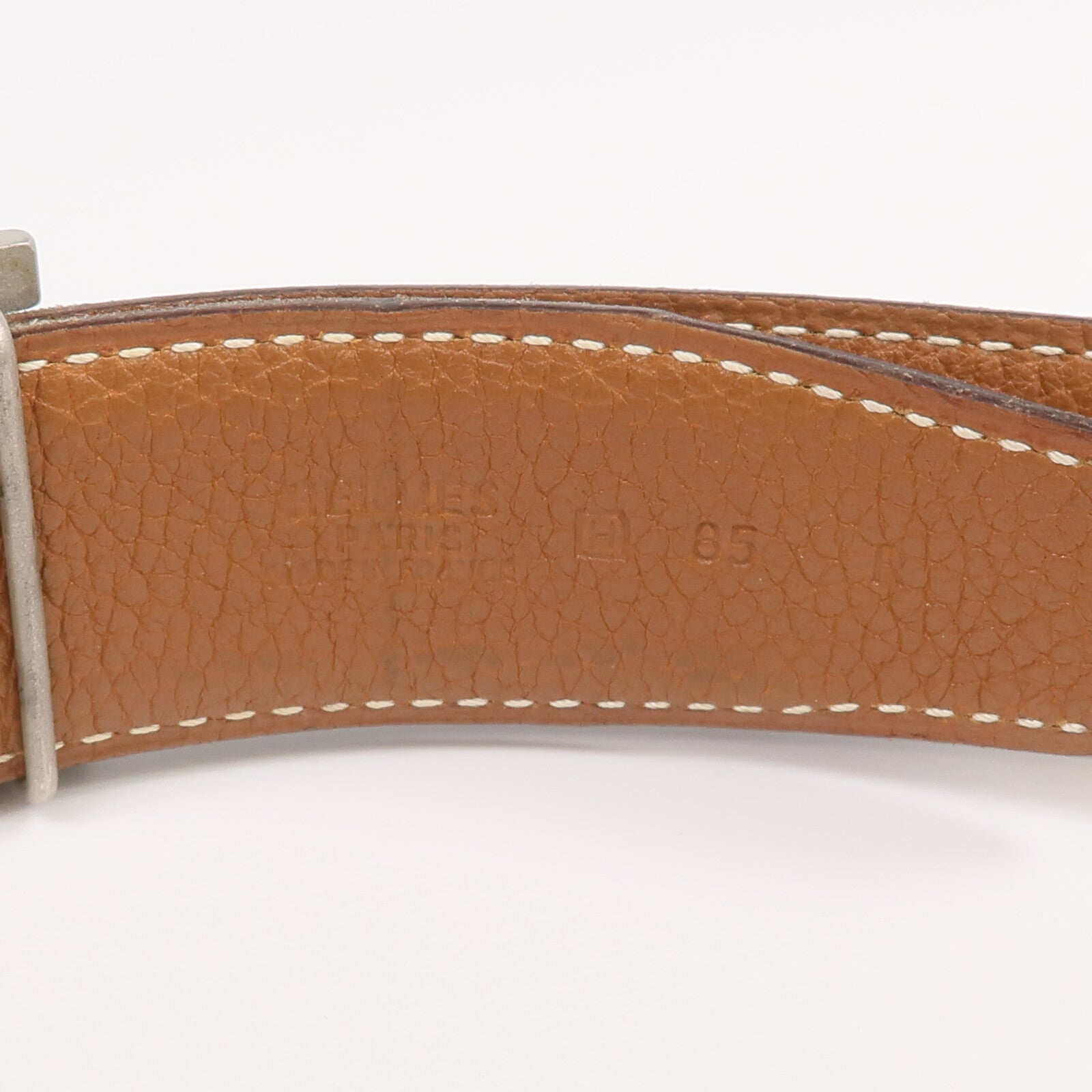 HERMES Togo/Box Calf皮革Constance Belt銀扣皮帶