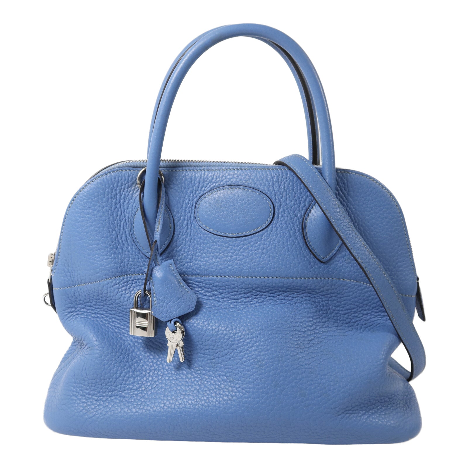 HERMES Clemence皮革Bolide 31手挽肩背兩用袋Bleu Paradise