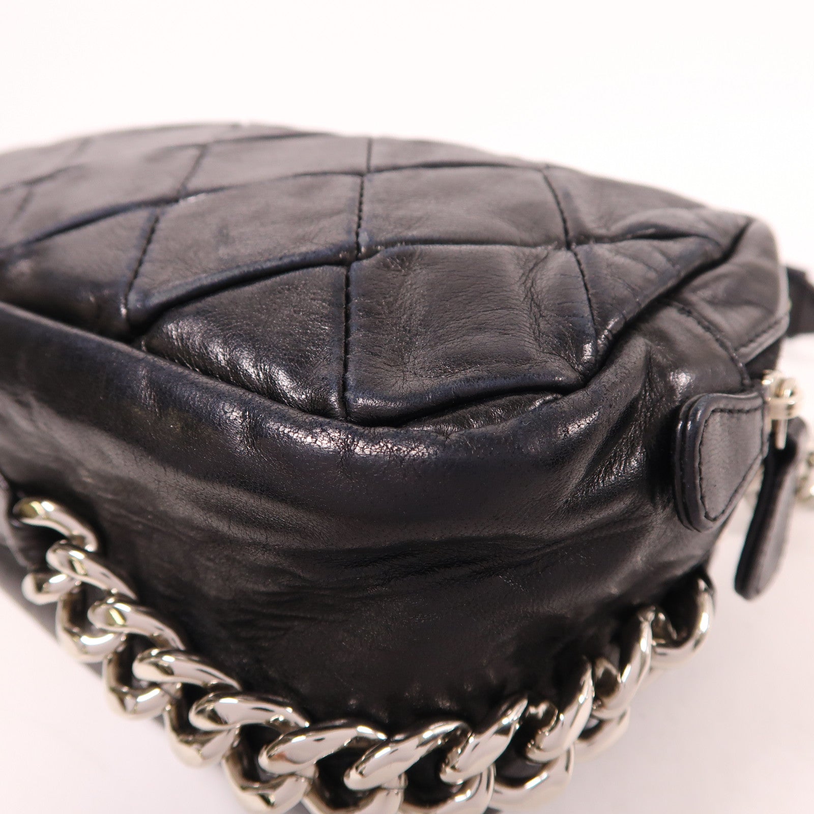 CHANEL 牛皮皮革Chain Shoulder銀扣鏈帶肩背袋