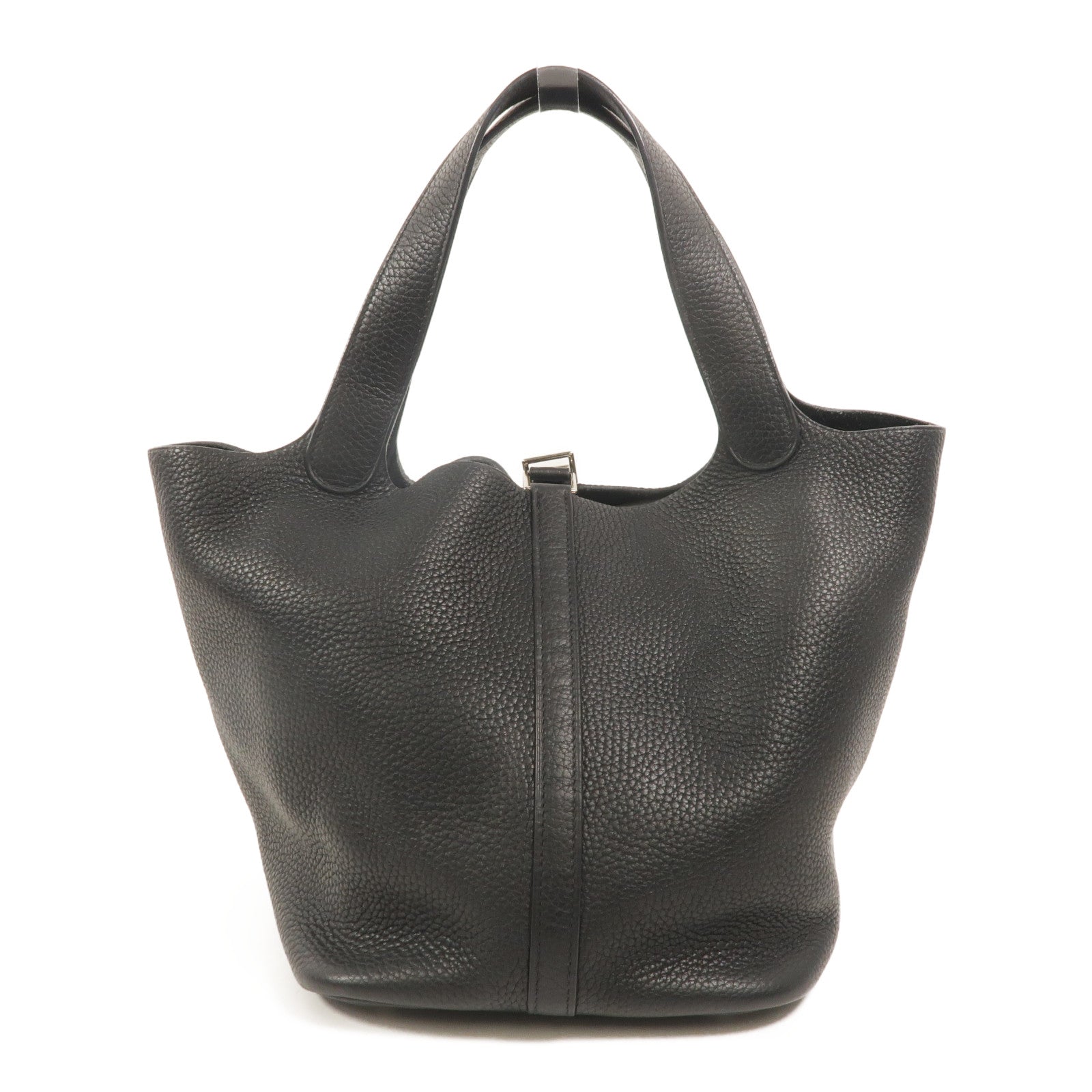 HERMES Clemence皮革Picotin MM手挽袋Noir