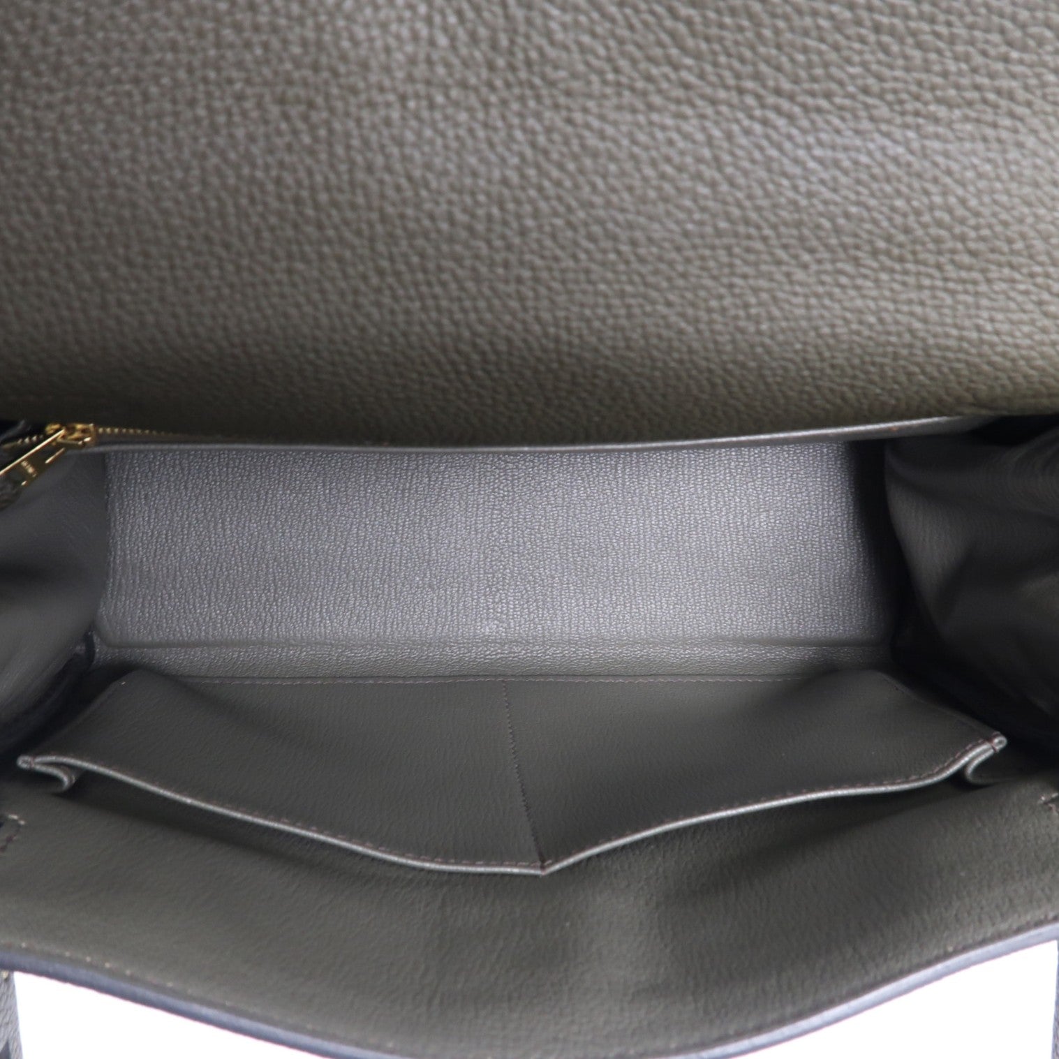 HERMES Togo皮革Kelly 28金扣手挽肩背兩用袋C6 Vert de Gris