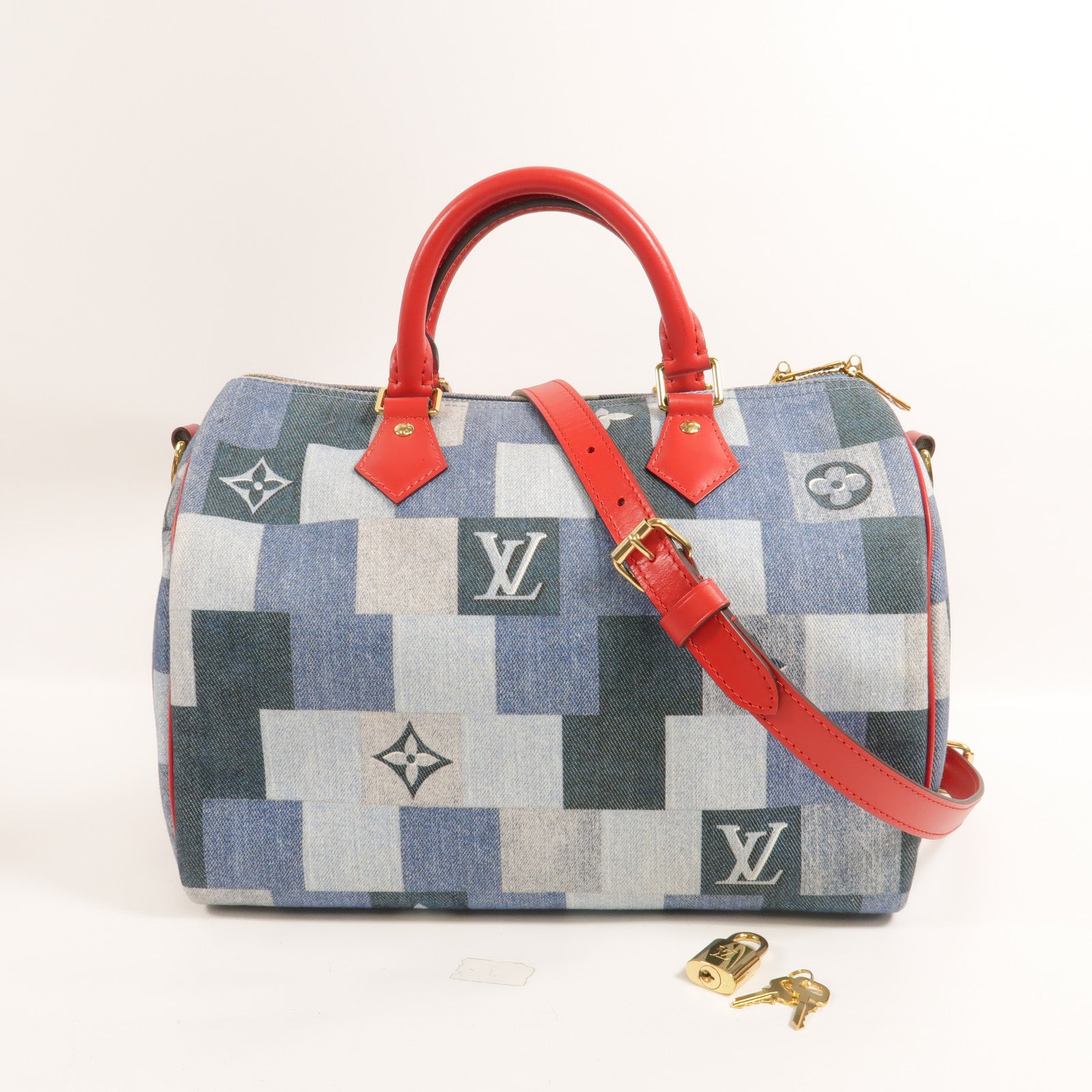 LOUIS VUITTON Monogram Denim Speedy Bandouliere 30手挽肩背兩用袋
