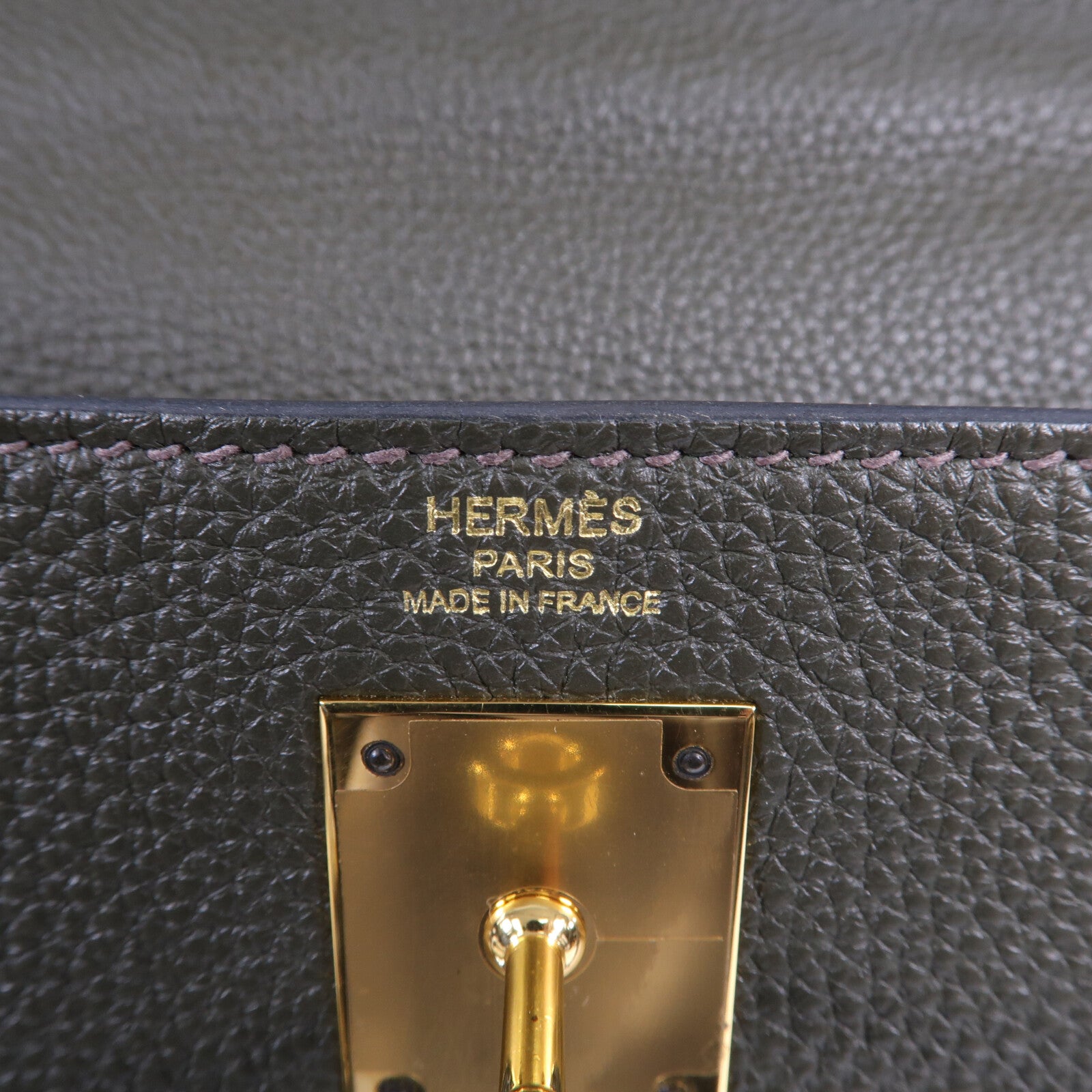 HERMES Togo皮革Kelly 28金扣手挽肩背兩用袋C6 Vert de Gris