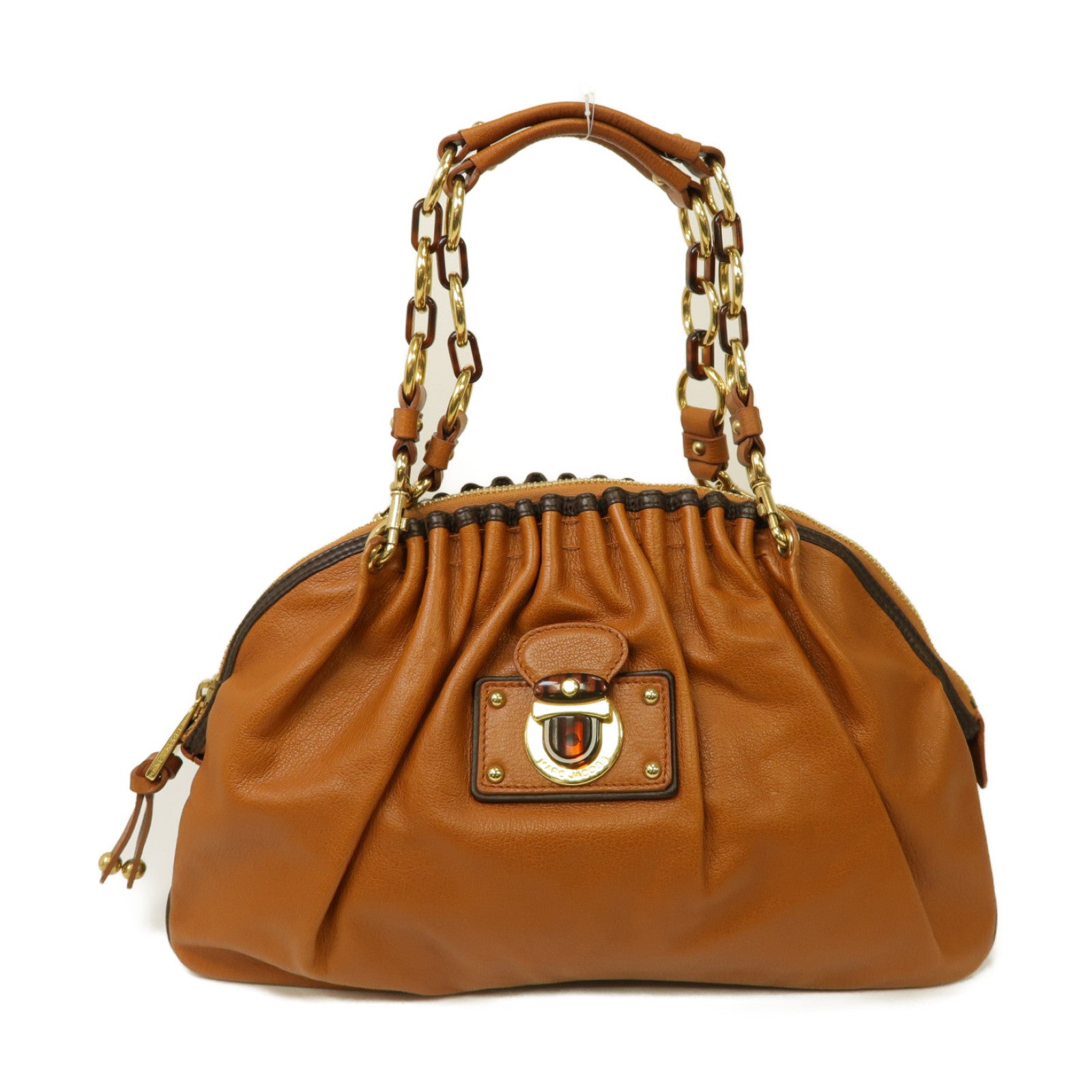 MARC JACOBS 【激減優惠】牛皮皮革Chain Shoulder Bag金扣鏈帶肩背袋棕色