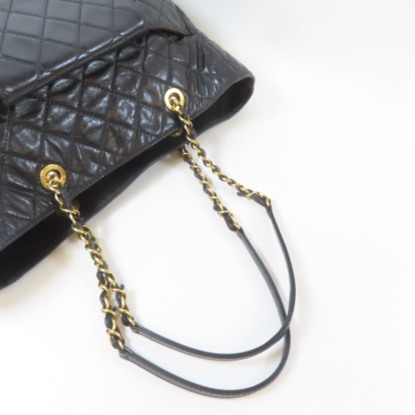 CHANEL 【激減優惠】菱格牛皮皮革Shoulder Bag金扣鏈帶肩背袋黑色